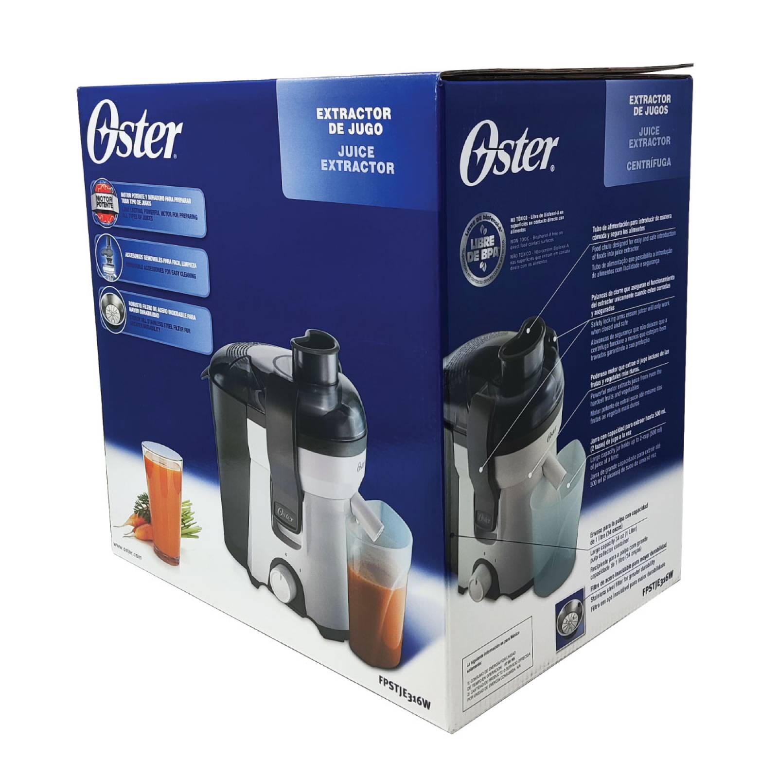 Extractor De Jugo Negro Con Blanco Oster Fpstje316w 013.