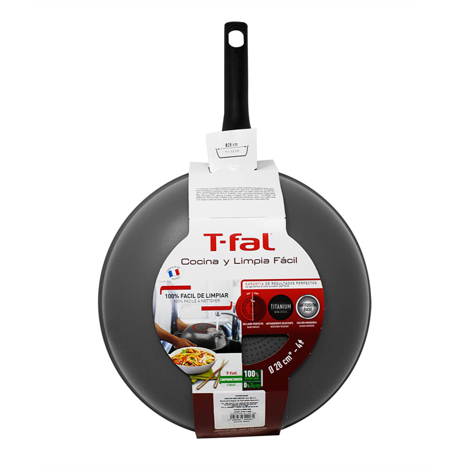 Sartén Tipo Wok 28 cm con Antiadherente Cocina y Limpia Fácil T-FAL B5651982