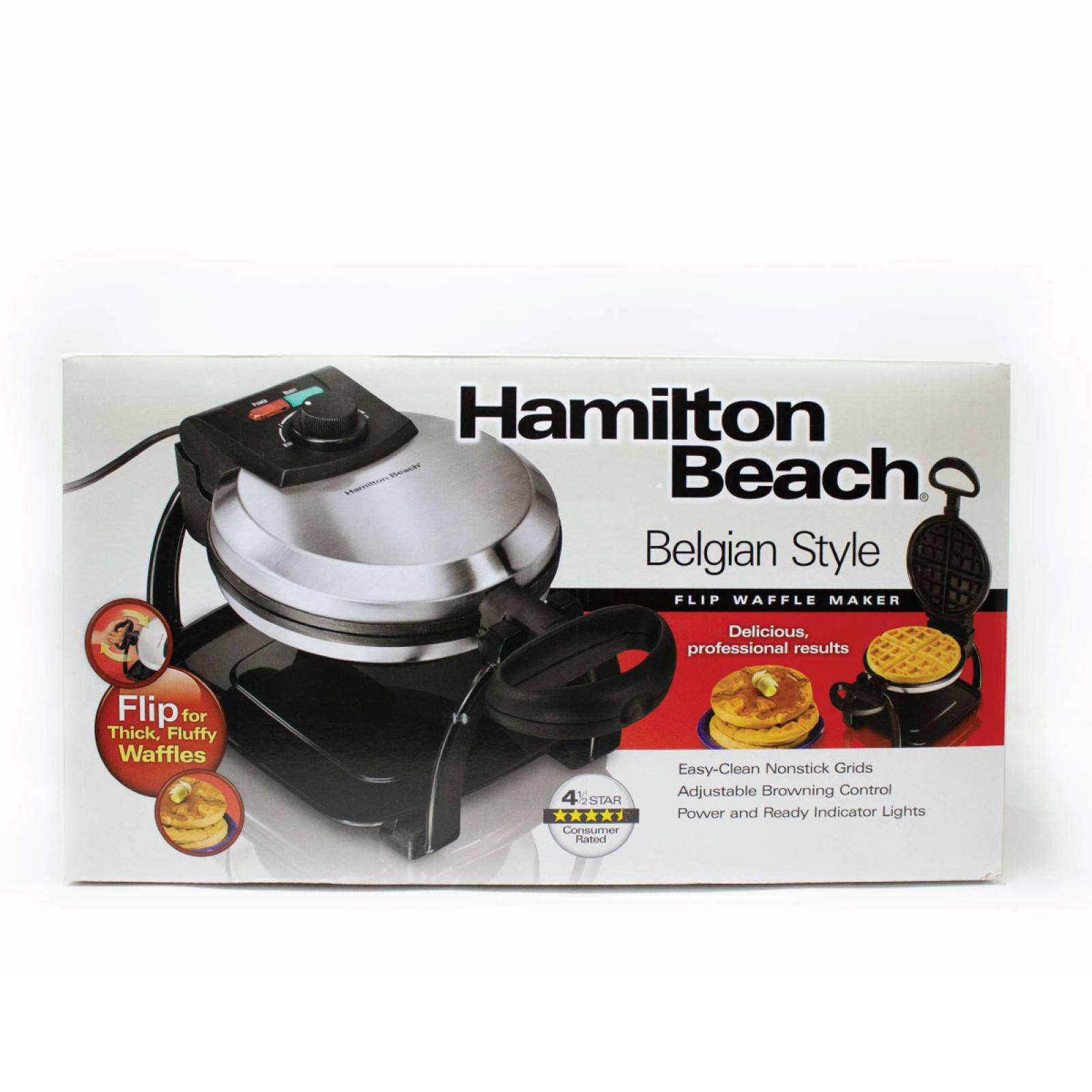 Wafflera Belga Giratoria Acero Inoxidable Hamilton Beach 26010