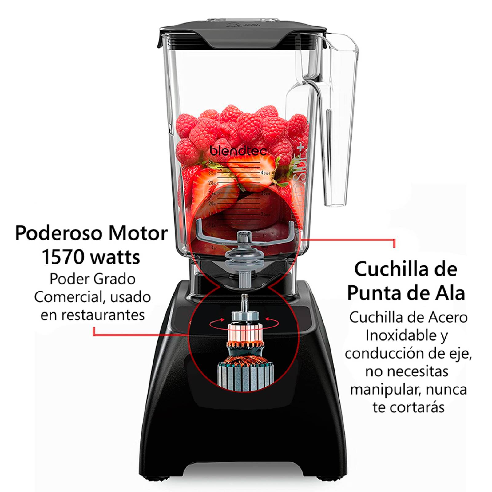 Licuadora 5 Velocidades + Pulso Profesional Classic 575 Negra Blendtec.