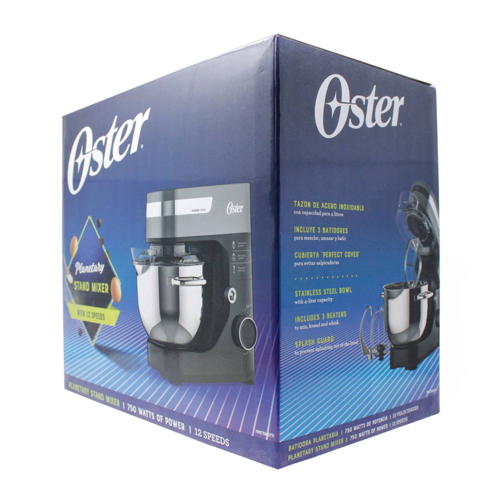 Batidora Planetaria 12 Velocidades con 3 Batidores Negra Oster FPSTSM3711