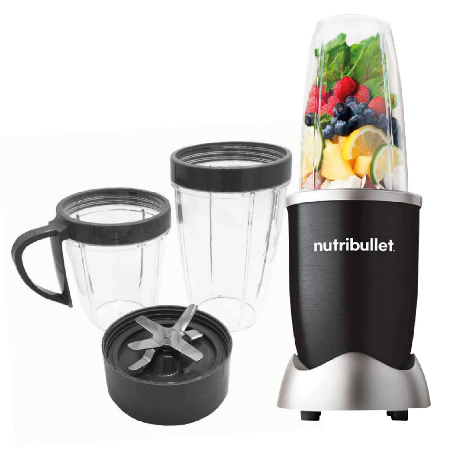 Licuadora Personal Procesador Nutribullet 5 Piezas 600 W Negro 101731 + Kit 5 de Accesorios Deluxe Nutribullet 100392