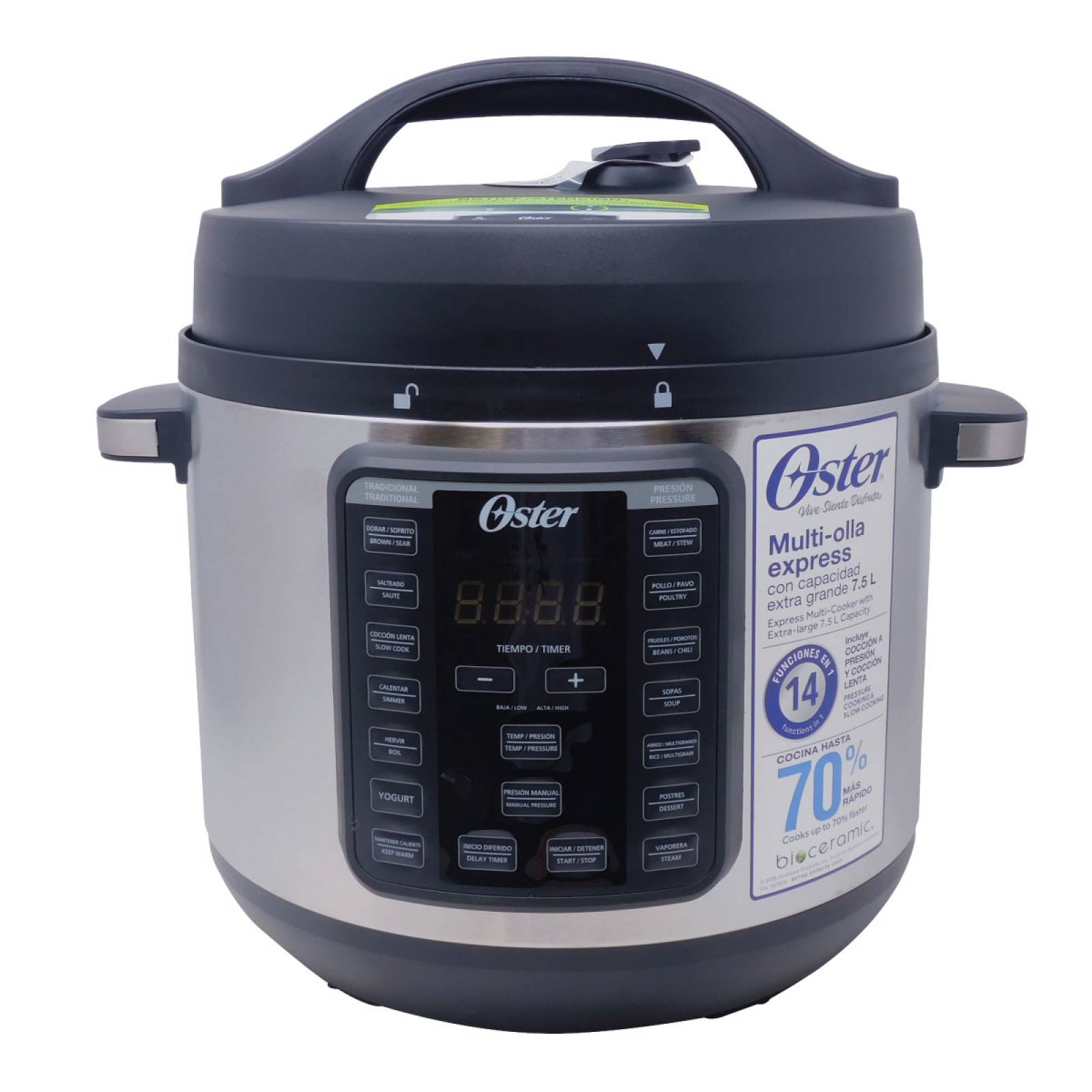 Olla Multicocción 14 Funciones 7.5 L con Cerámica y Tapa de Vidrio Oster CKSTPCEC8801.