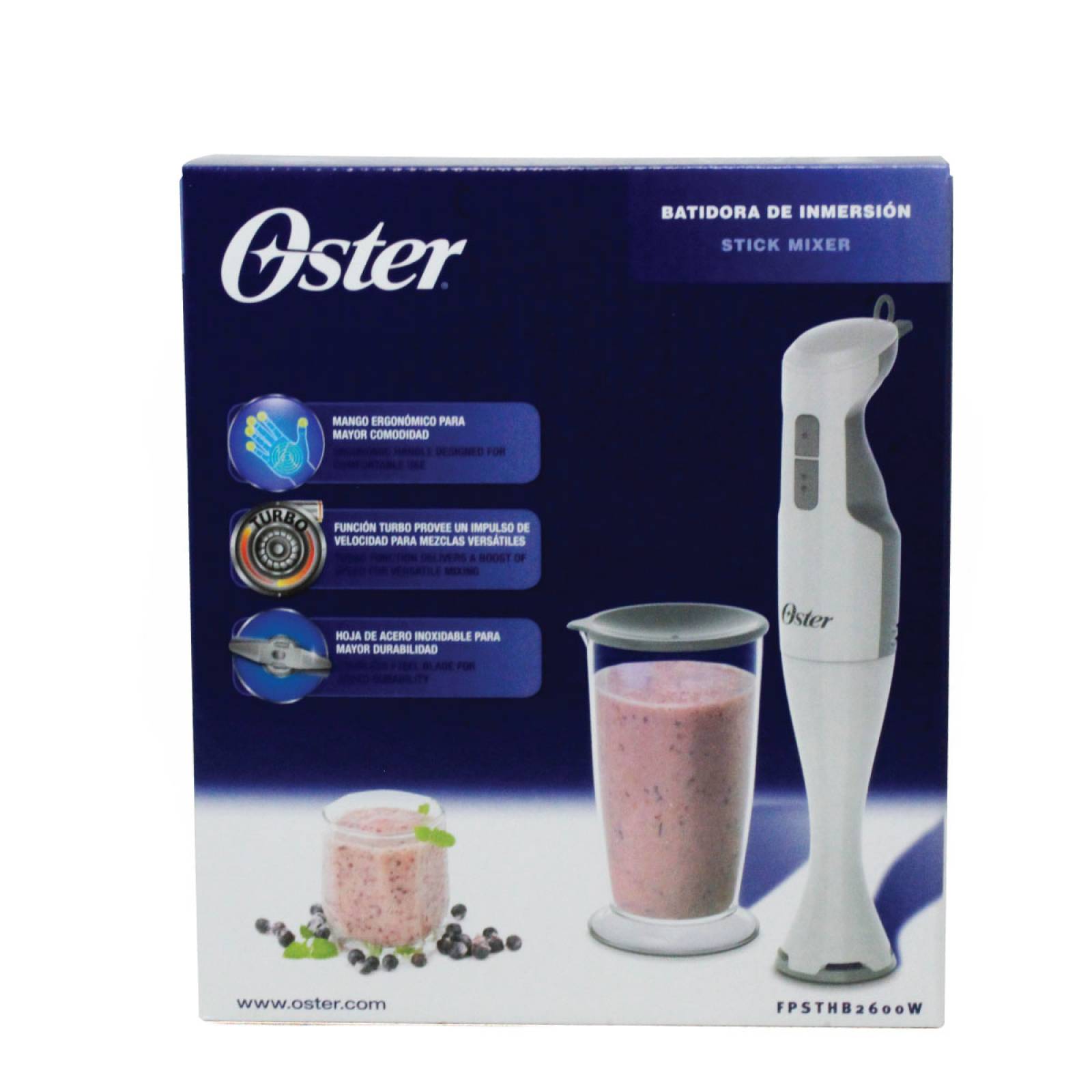 Batidora De Inmersión Con Vaso Blanco Oster Fpsthb2600W.