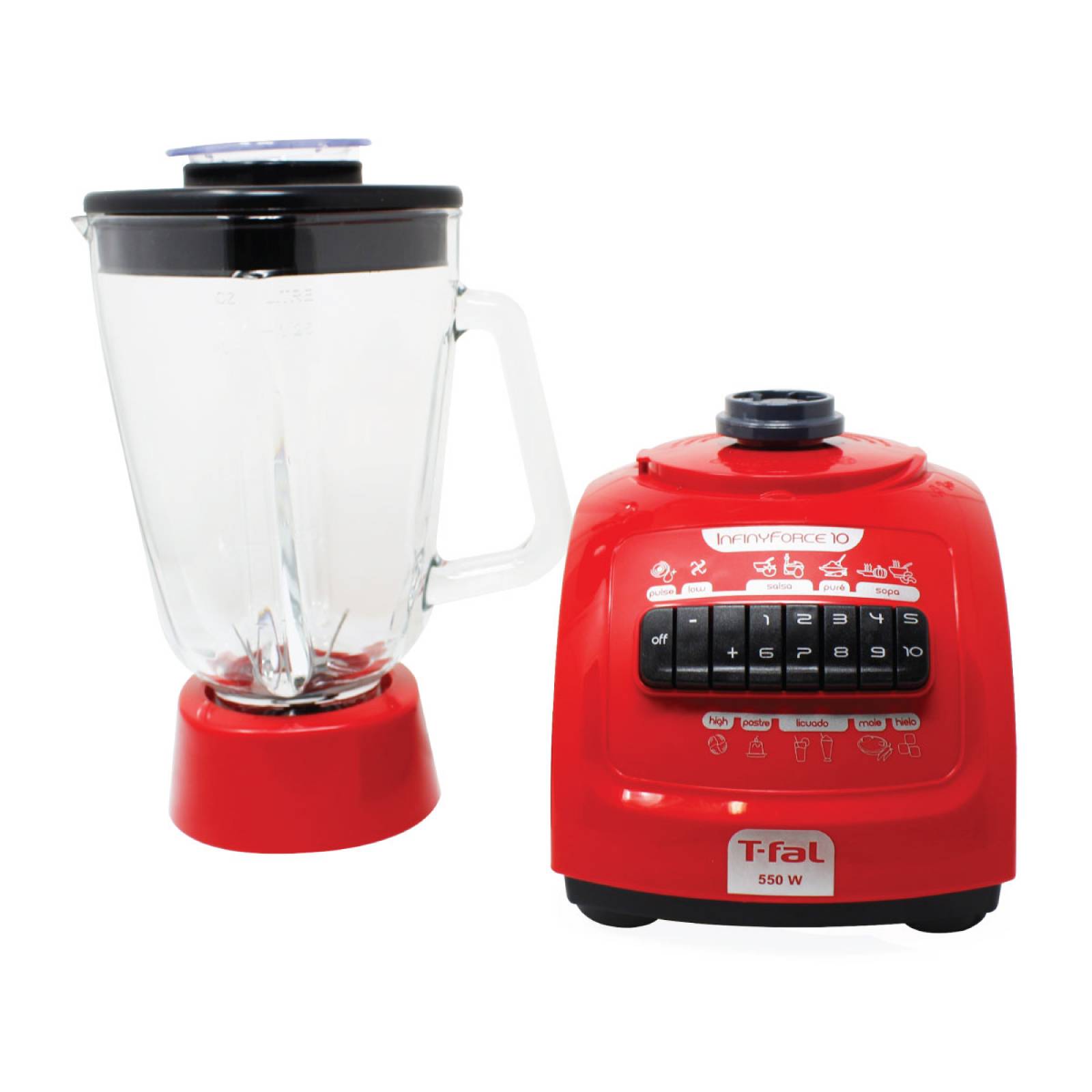 Licuadora 10 Velocidades Vaso de Vidrio Infinyforce Roja T fal Ln8105mx