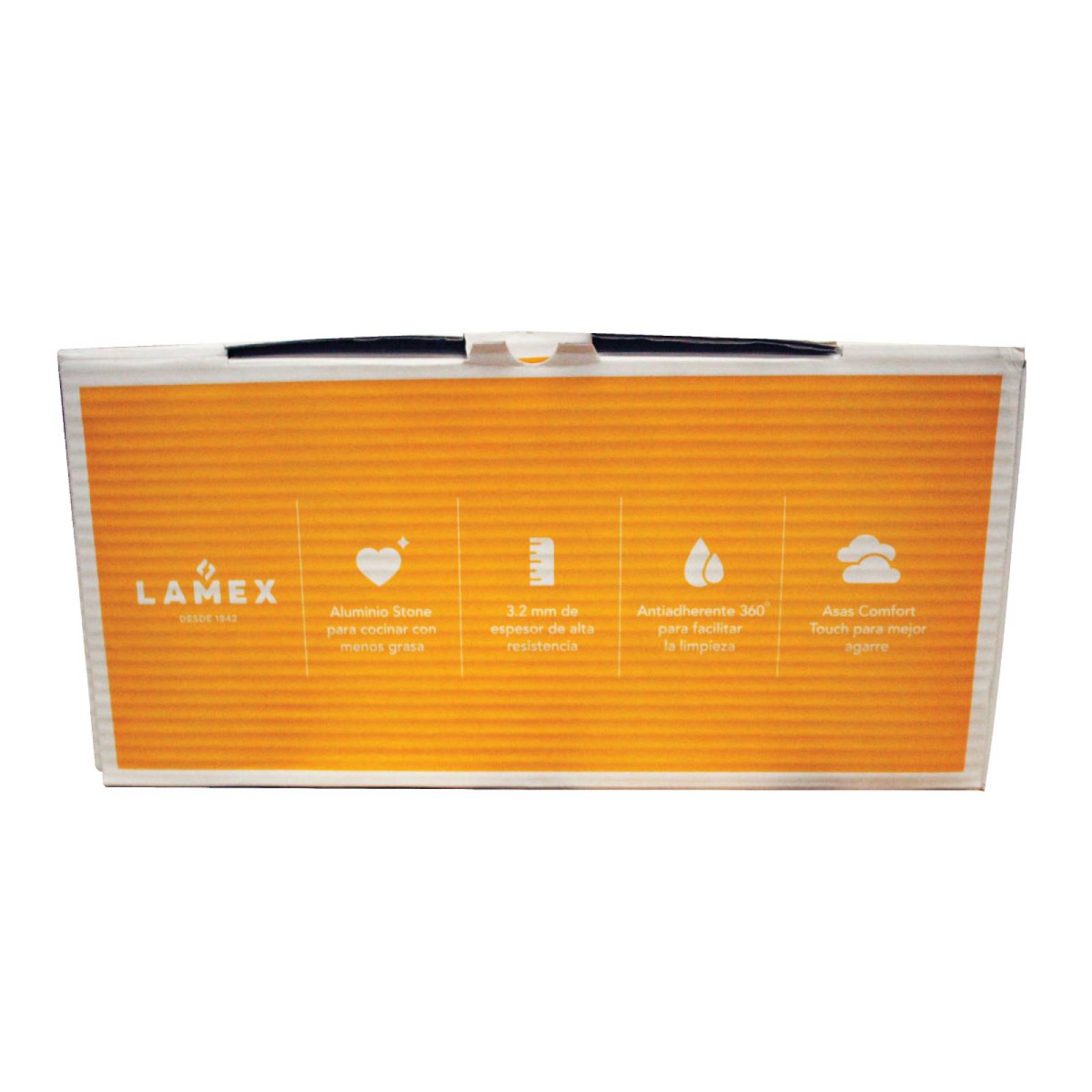 Olla 34 cm Stone 360 Tapa de Vidrio y Asas Tipo Madera Lamex 6729 0