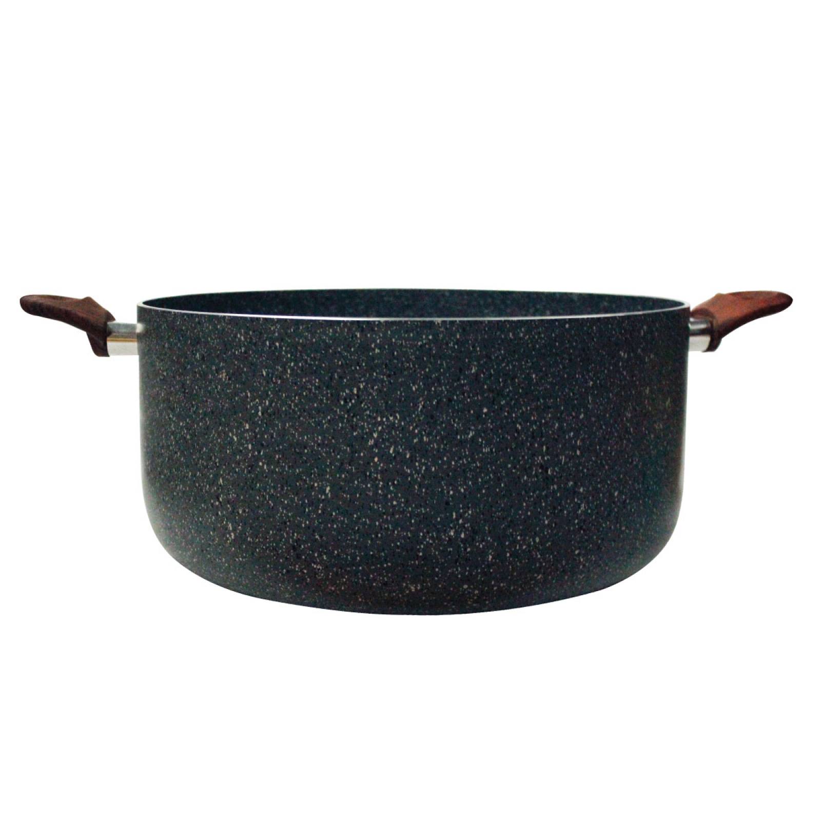 Olla 34 cm Tapa de Vidrio y Asas Tipo Madera Antiadherente Stone 360 Lamex 6729-0