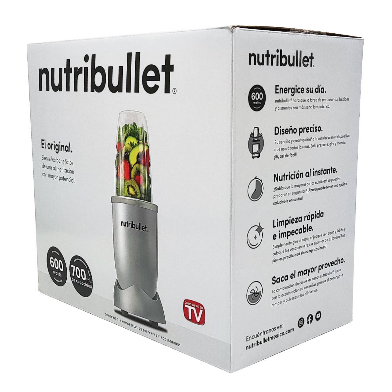 Licuadora Procesador Nutribullet 5 Pzas 600 W Plata 102580.