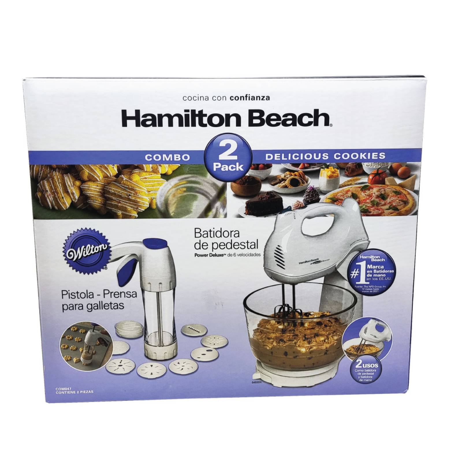 Batidora 6 Velocidades de Mano y de Pedestal + Pistola de Galletas Hamilton Beach.
