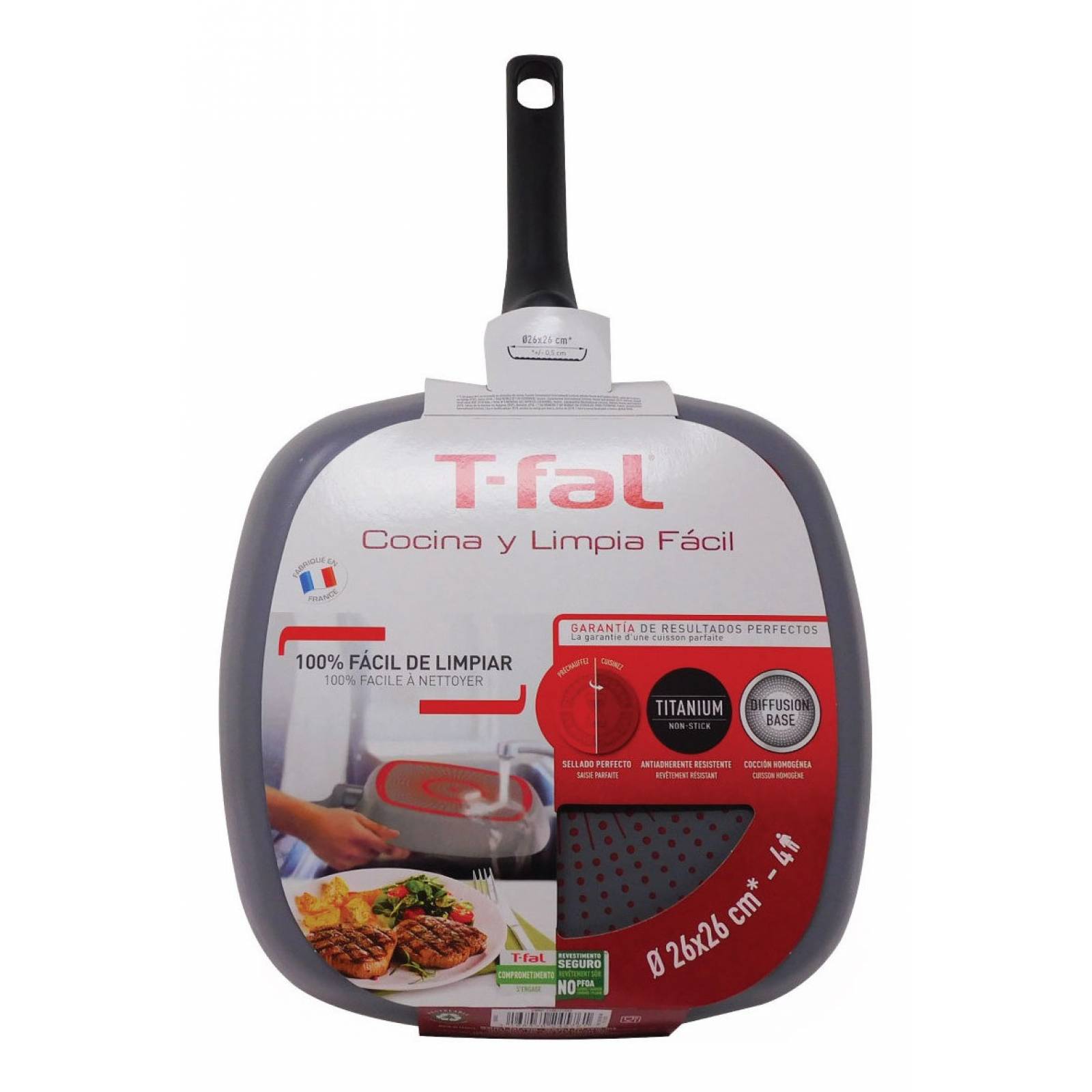 Sartén Cuadrado Grill 26 Cm Cocina Y Limpia T-fal B5654082