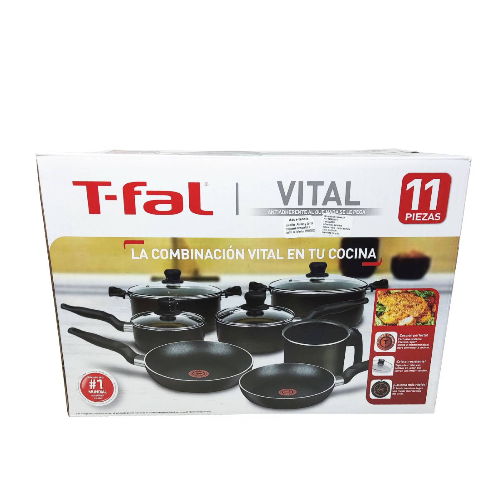 Batería De Cocina 11 Piezas Vital Negro T-fal 0226100.
