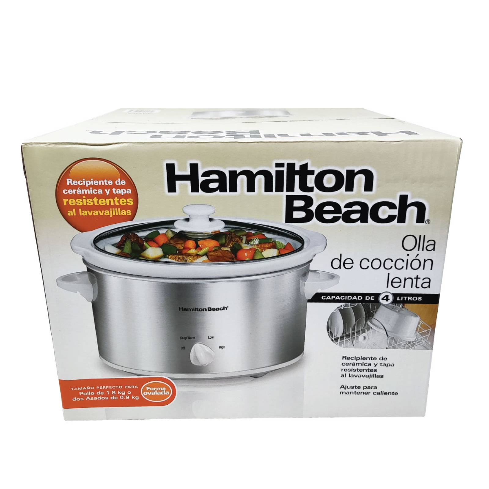 Olla De Cocción Lenta con Tapa Plata Hamilton Beach 33140v