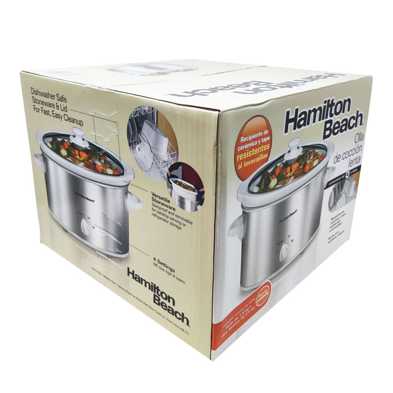 Olla De Cocción Lenta con Tapa Plata Hamilton Beach 33140v