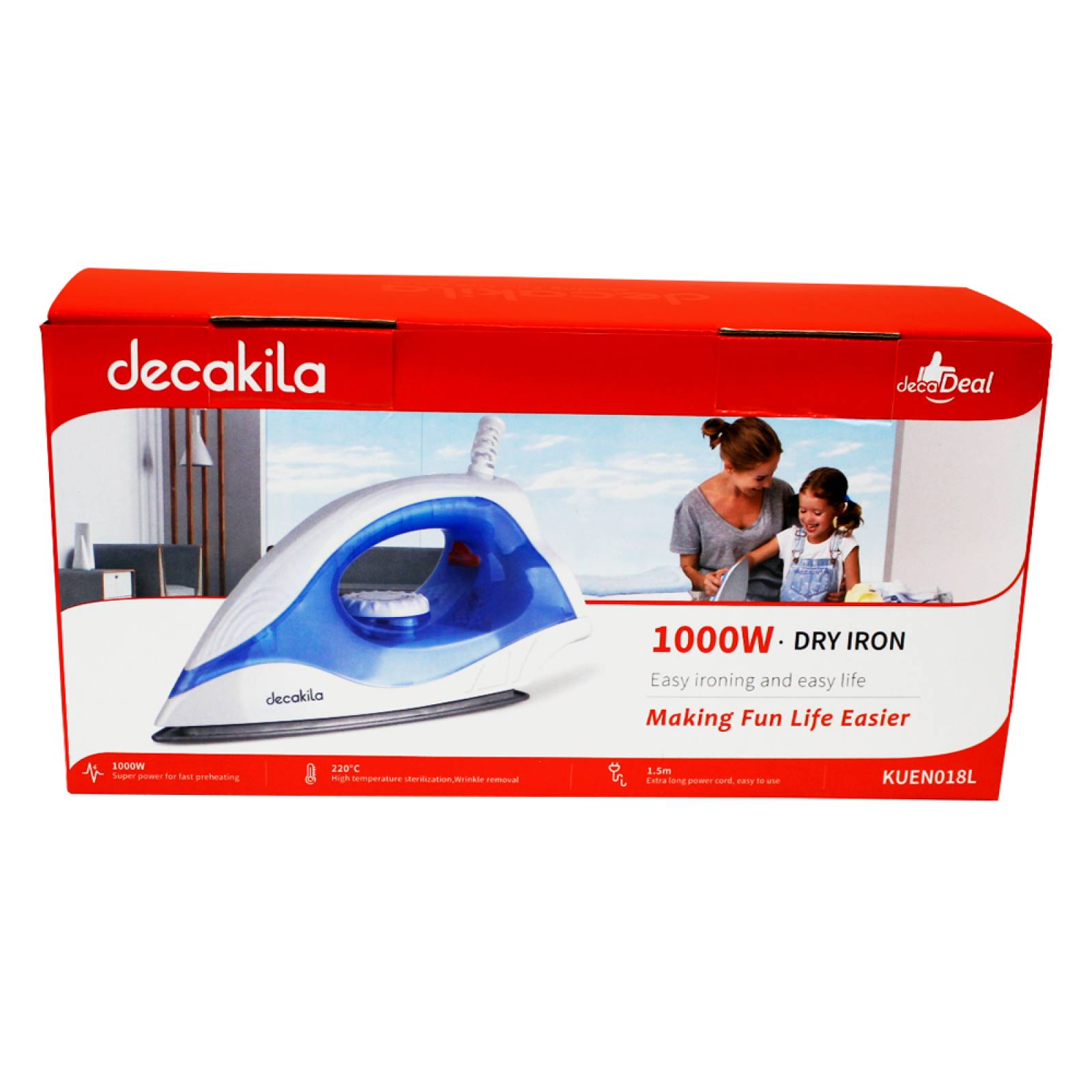 Plancha Seca Antiadherente 1000 W Azul Decakila KUEN018L