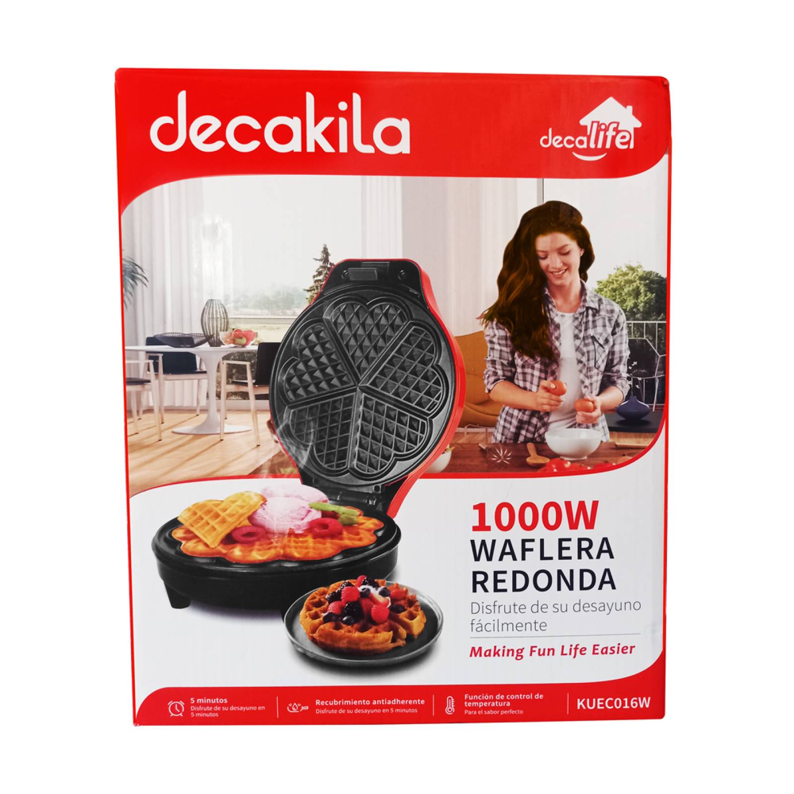 Máquina para Waffles Antiadherente 1000 W Roja Decakila KUEC016W – decashop