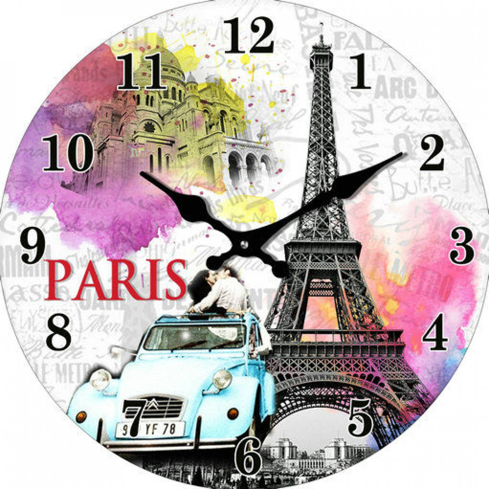 Reloj de cristal imagen de Torre Eiffel estilo Acuarela Tutti-Home