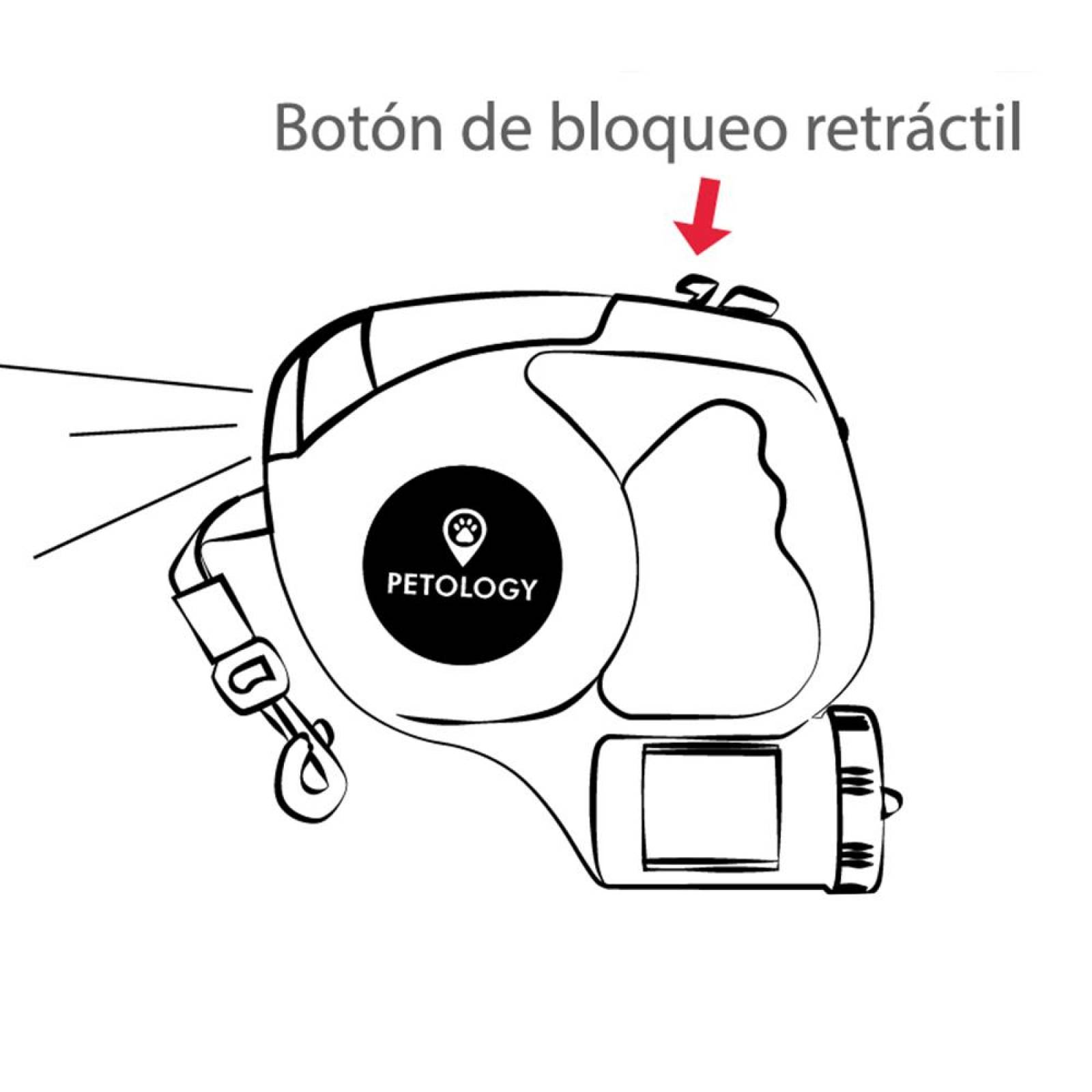 Correa para perro retráctil luz LED, bolsas, 5 m Petology 