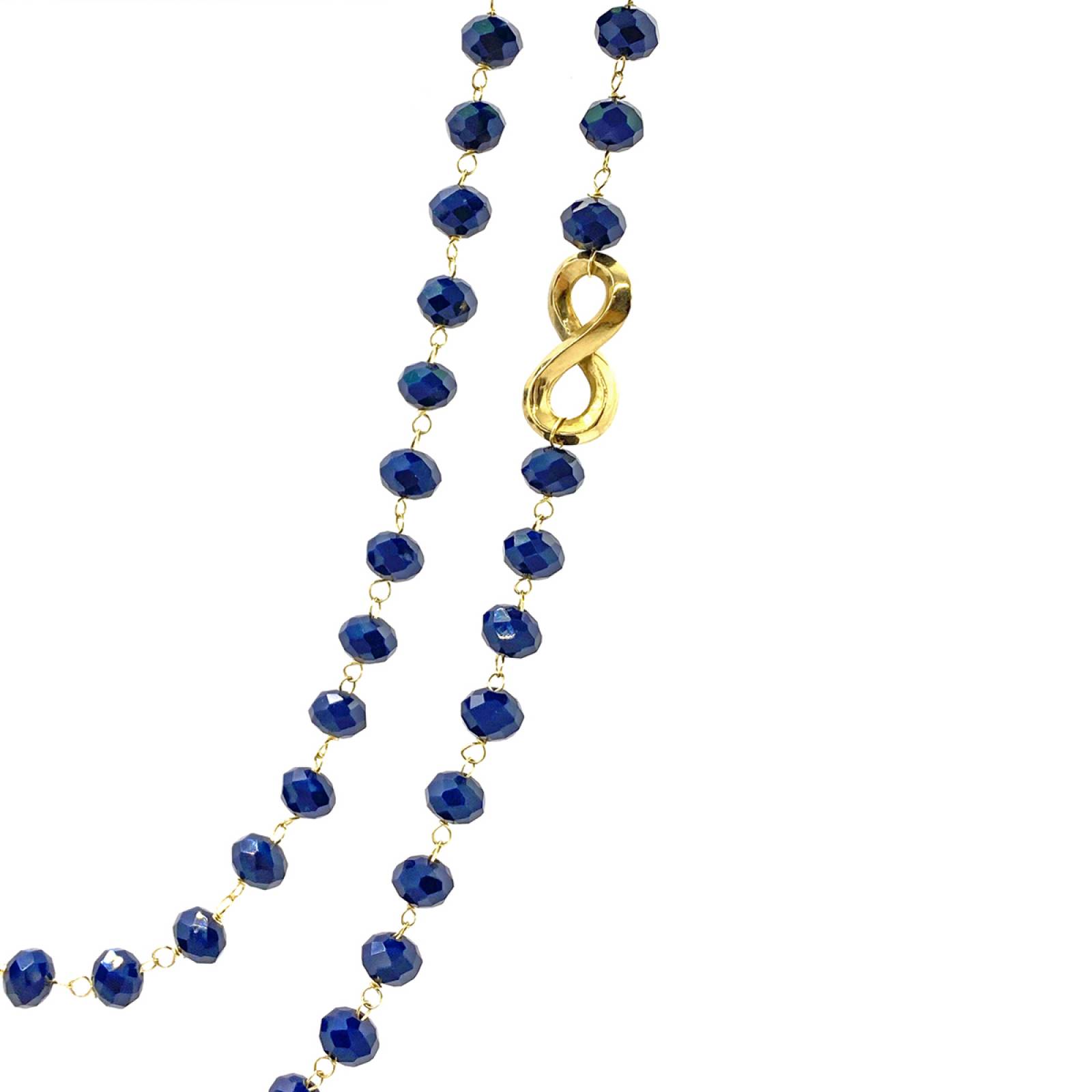 Collar Largo con Infinito y Cristales Azules Facetados