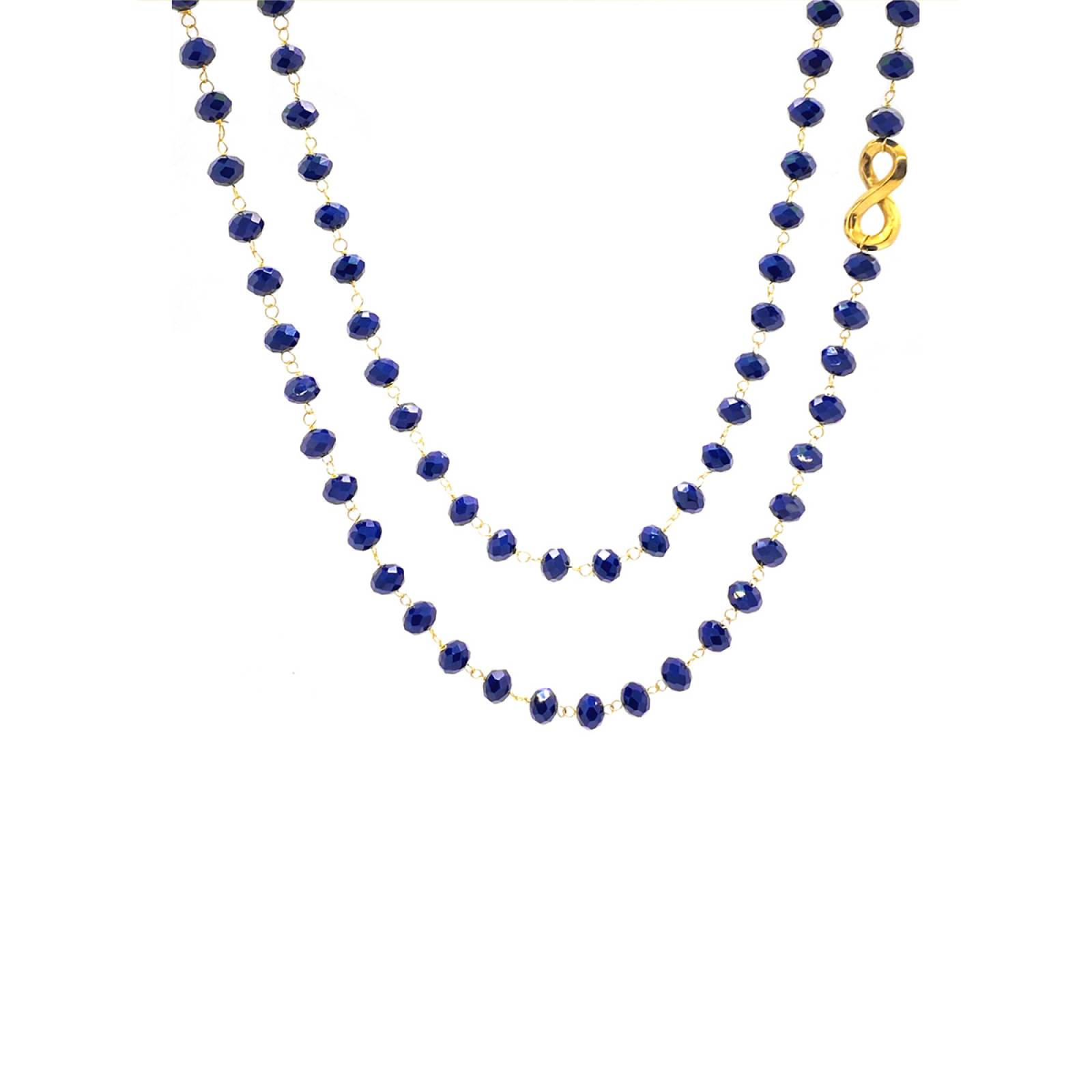 Collar Largo con Infinito y Cristales Azules Facetados