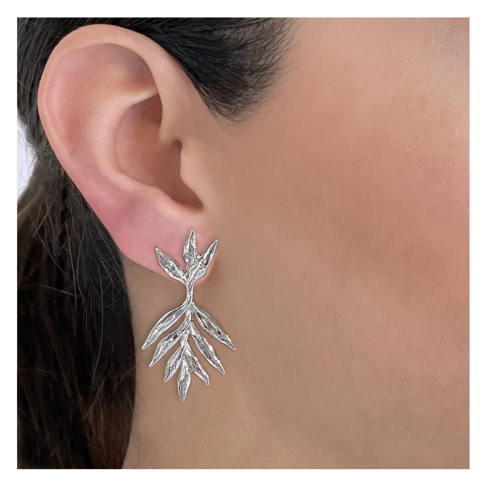 Aretes Palma Plateados