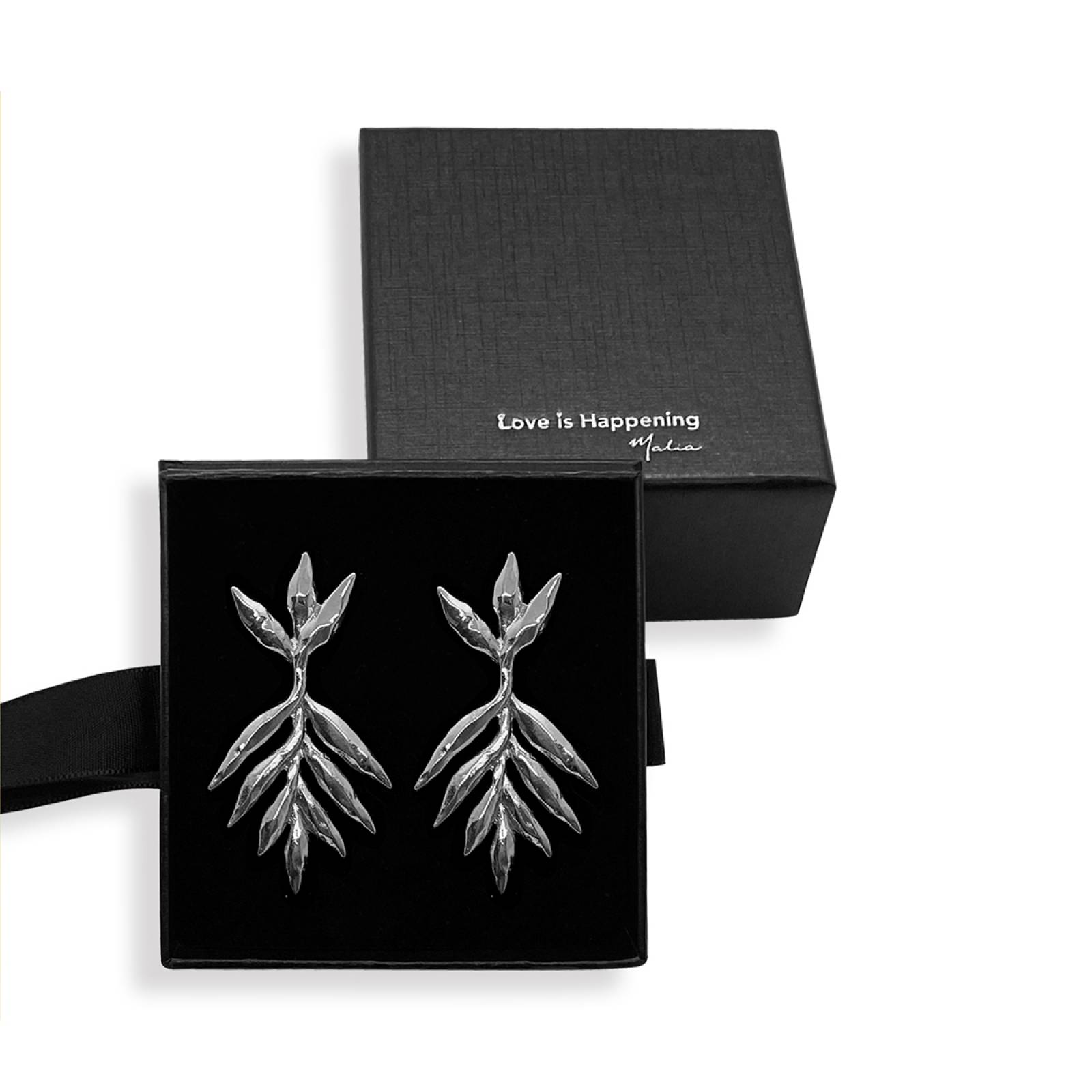 Aretes Palma Plateados