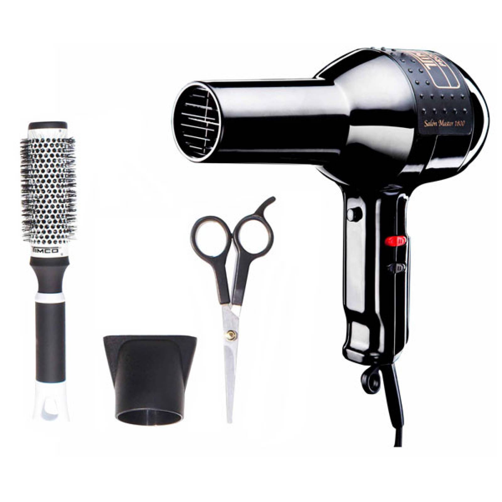 Combo Secadora Profesional, Tijeras y Cepillo Redondo Timco PQSM-1800