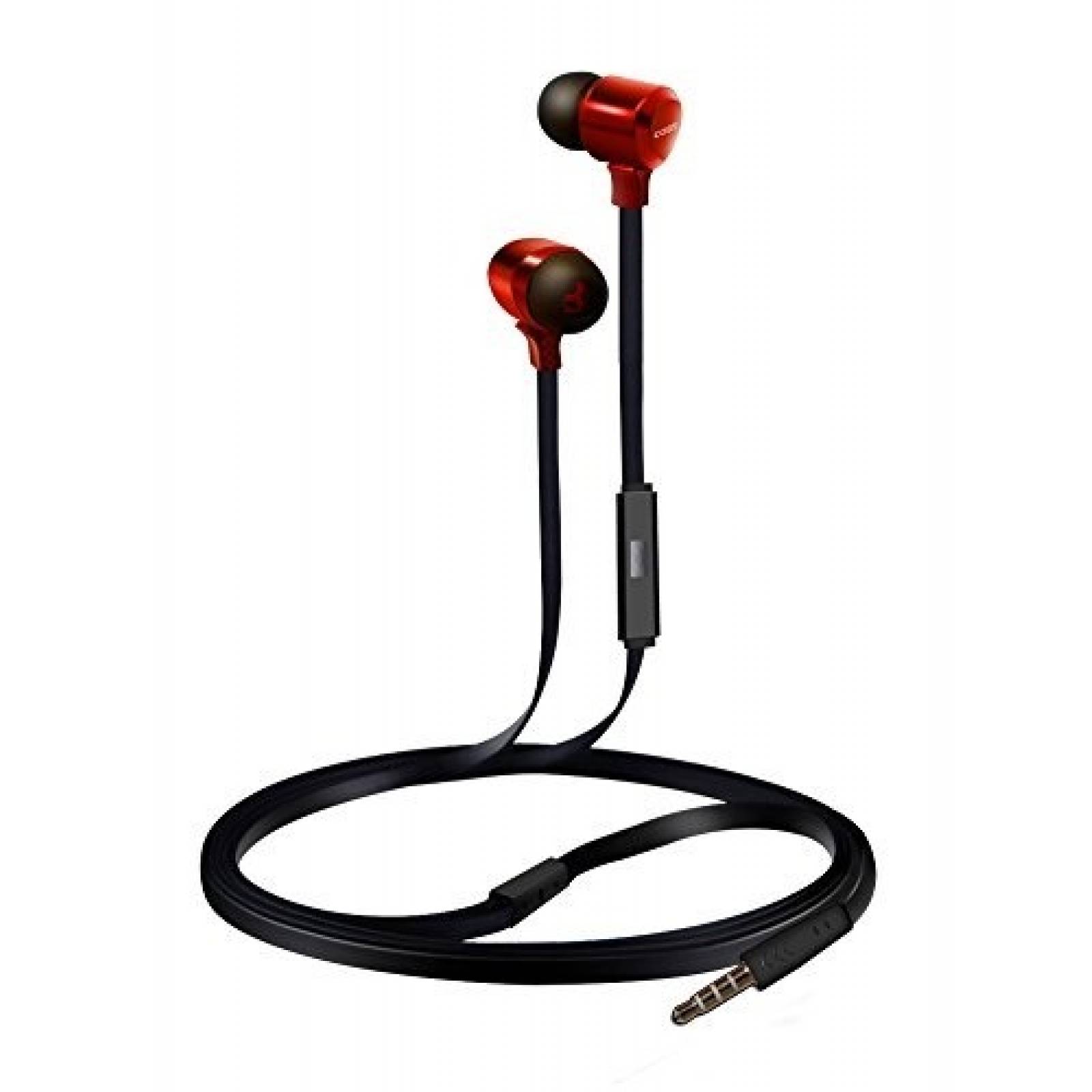 Audifonos Coby con microfono compatibles con dispositivos moviles color rojo