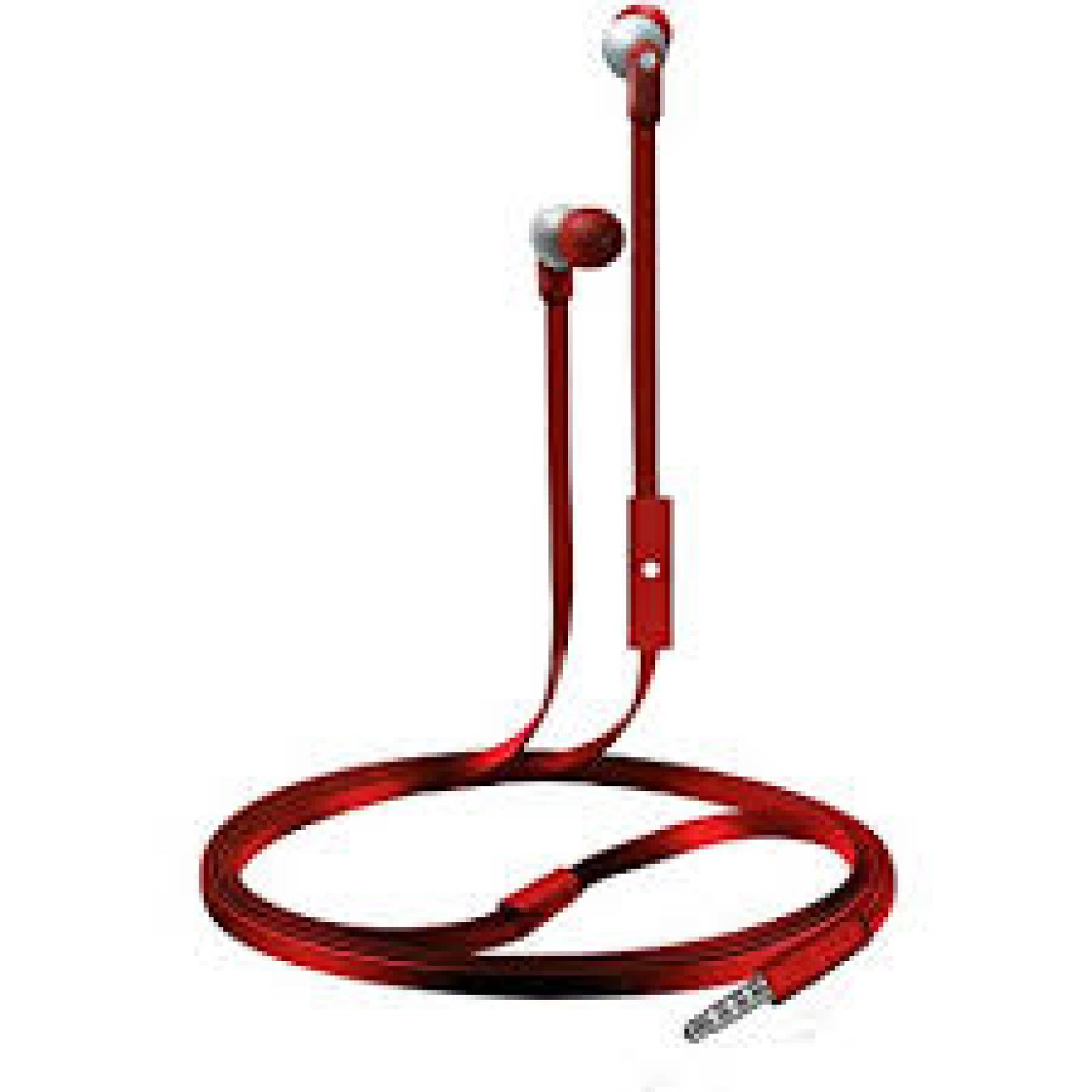 Coby Audifonos cable plano con microfono color rojo