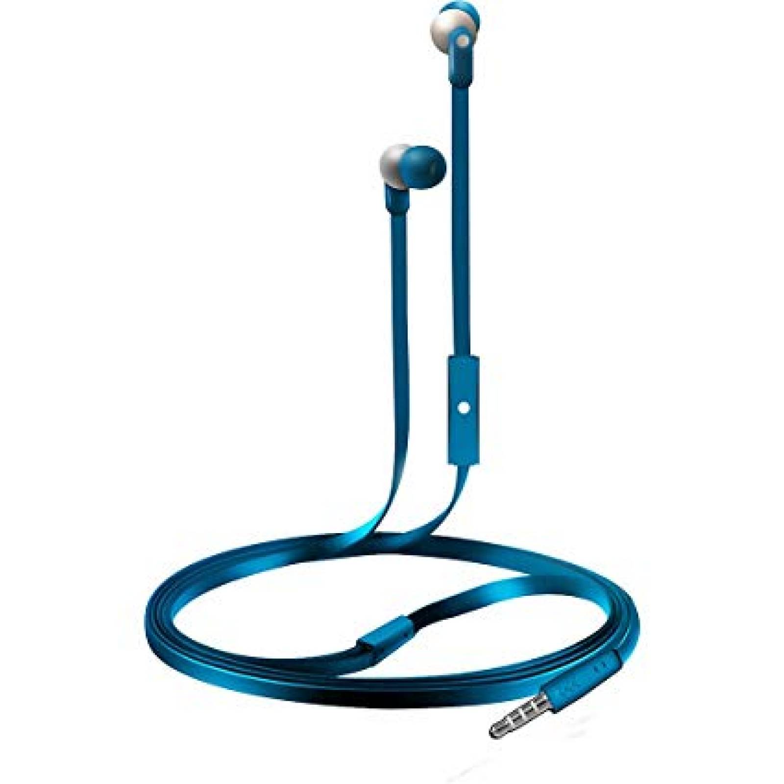 Audifonos Coby cable plano con microfono color azul