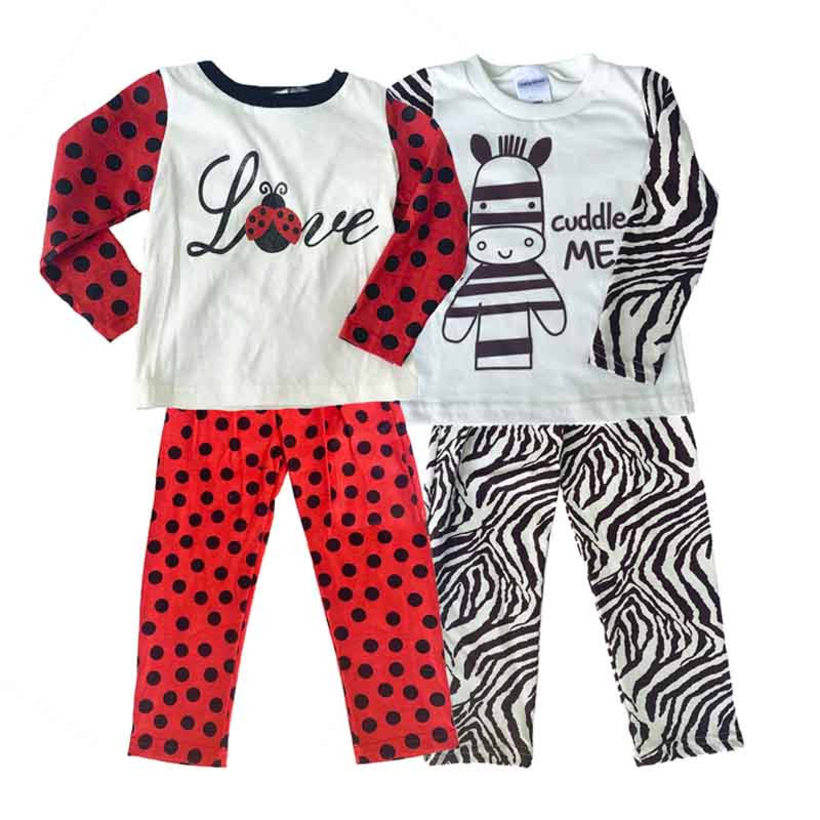 Paquete 2 Pijamas algodon con pantalon Estampados Cebra, Catarina