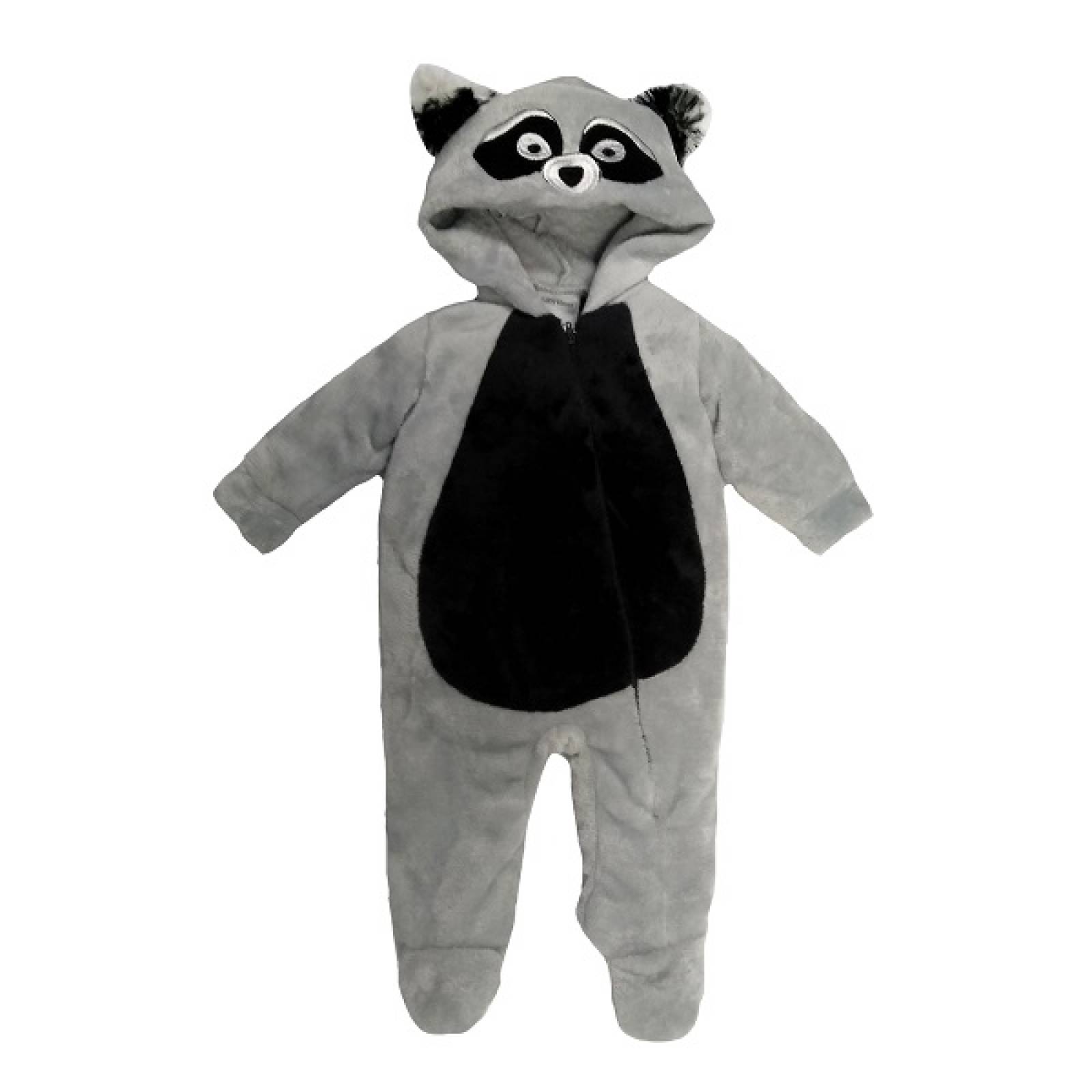 Kit 3 Mamelucos con Gorro Bordado Kiss Animalito Mapache, Panda, Osito