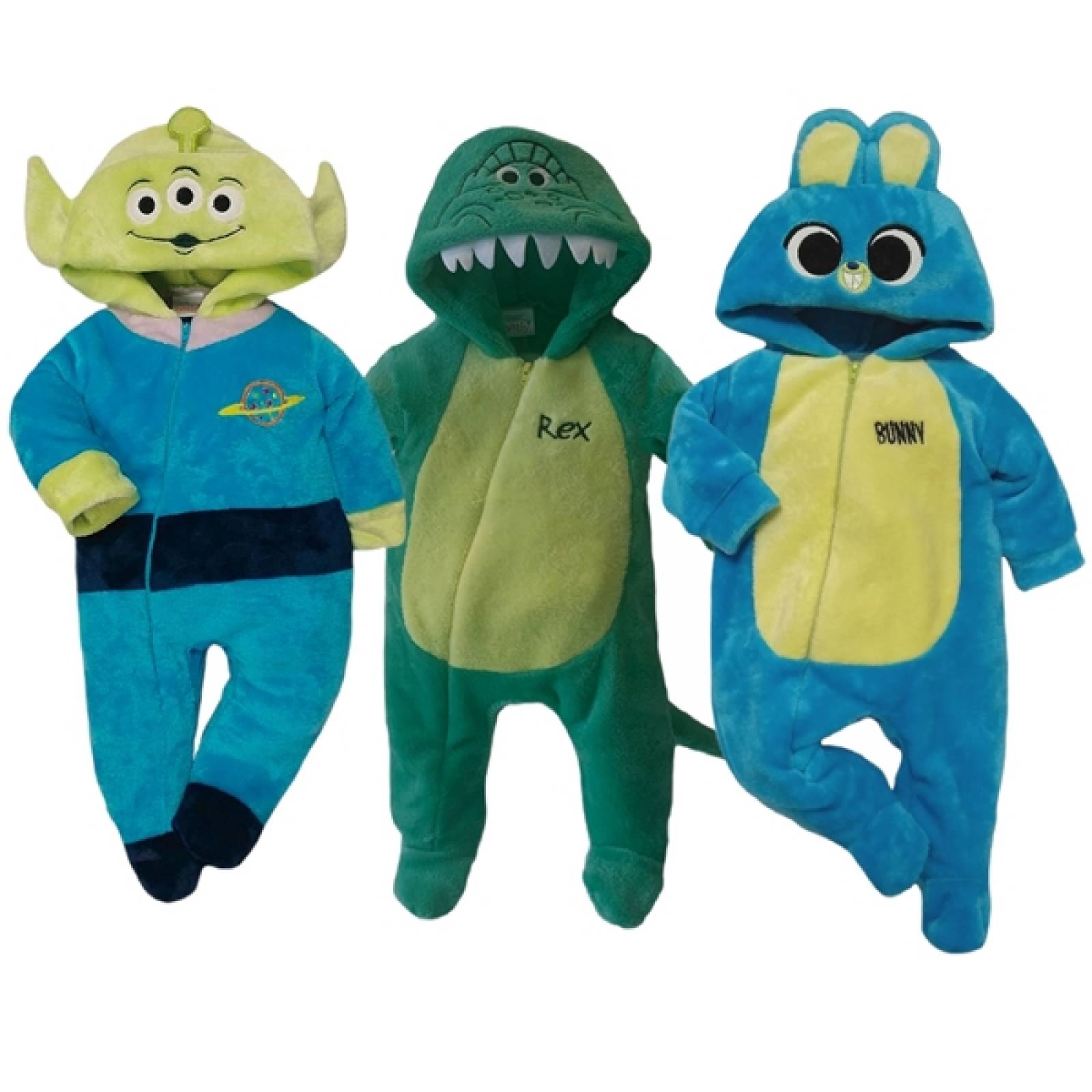Kit 3 Mamelucos con Gorro Bordado Disney Toy Story Alien, Rex, Bunny