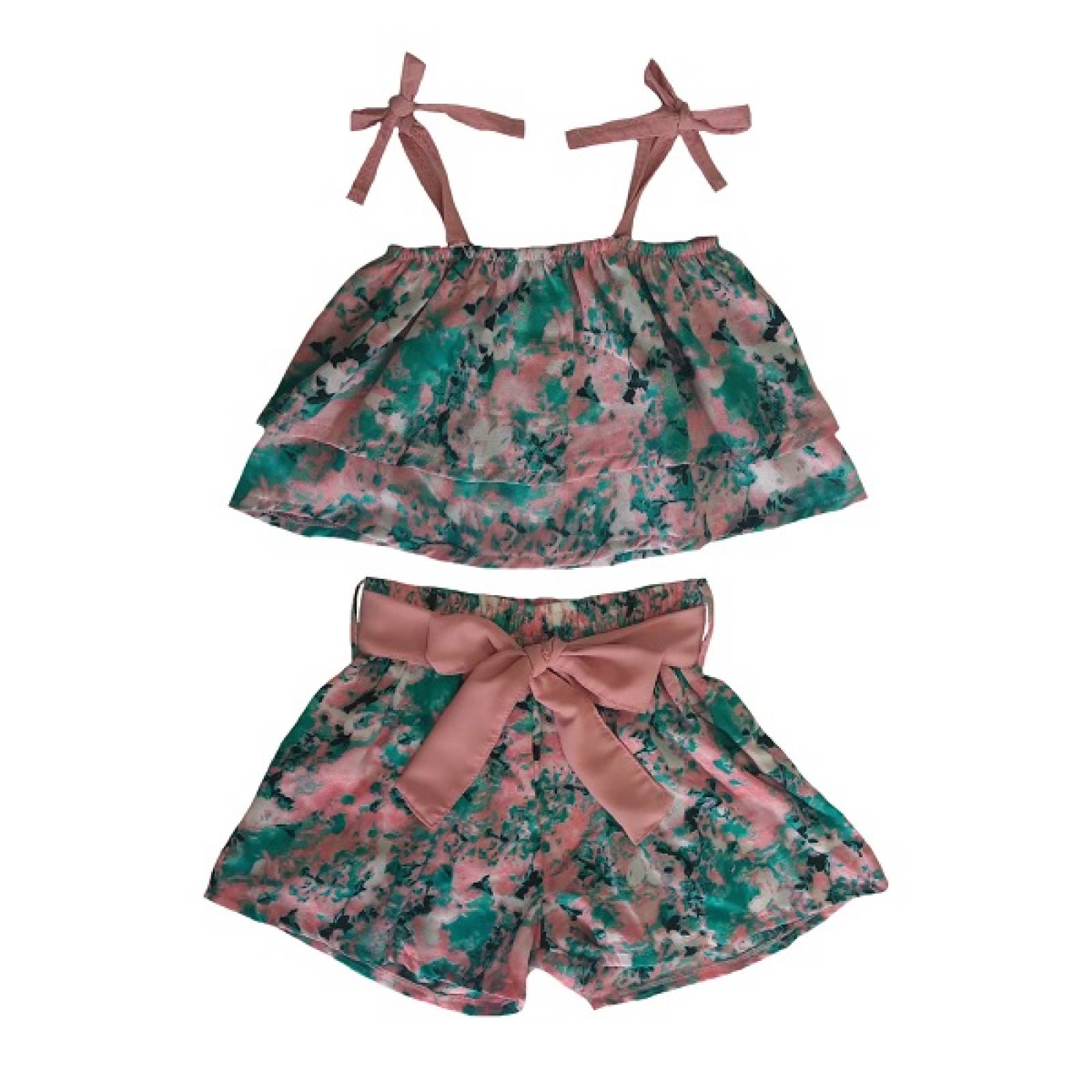 Conjunto para Niña Shorts y Blusa de Tirantes Floreado