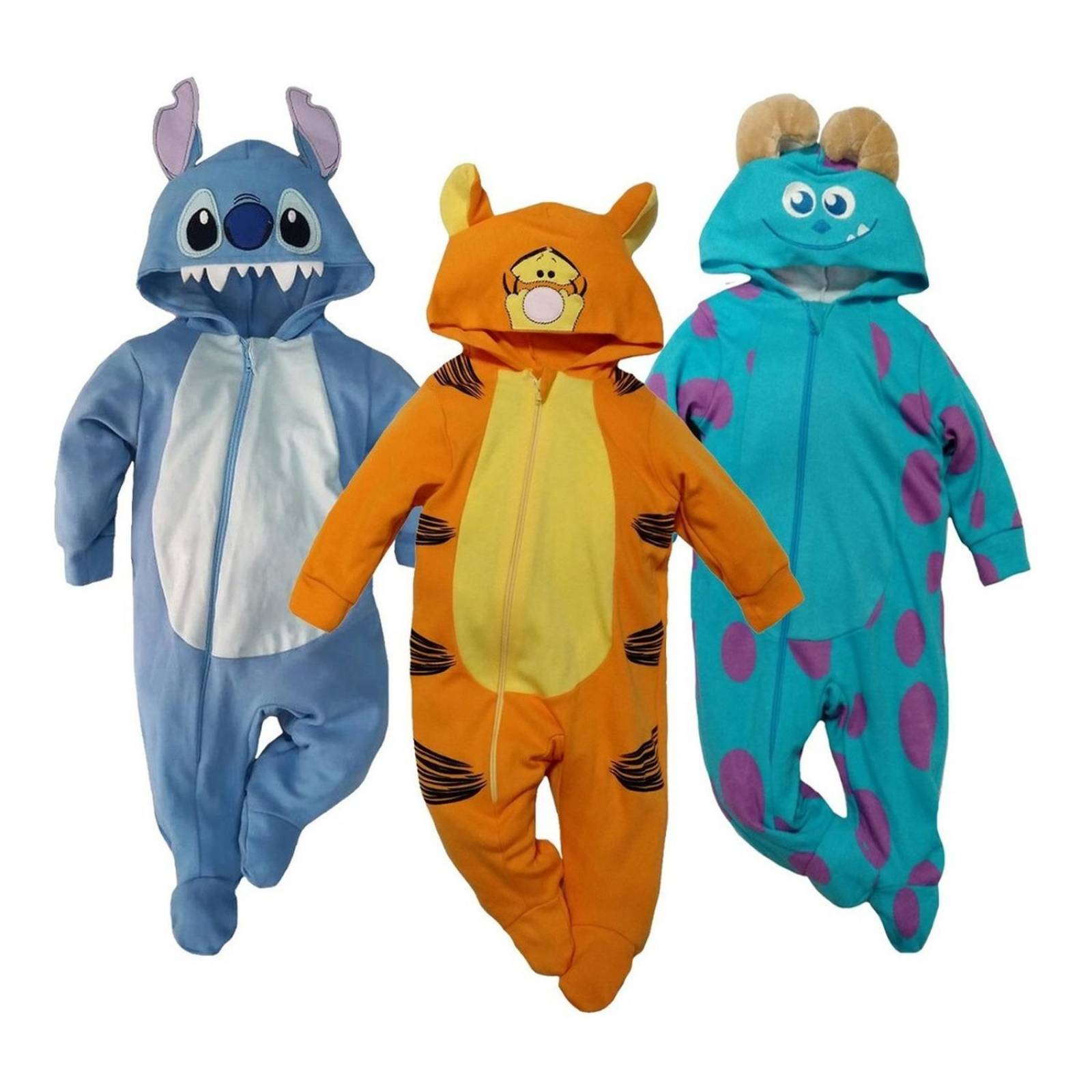 Kit Mamelucos Algodón Disney Tigger, Stich, Sulley Premium 