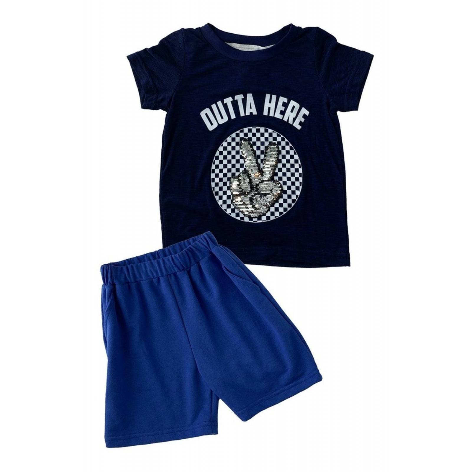 Conjunto Algodón Short Y Playera Con Aplicación Outa Here 