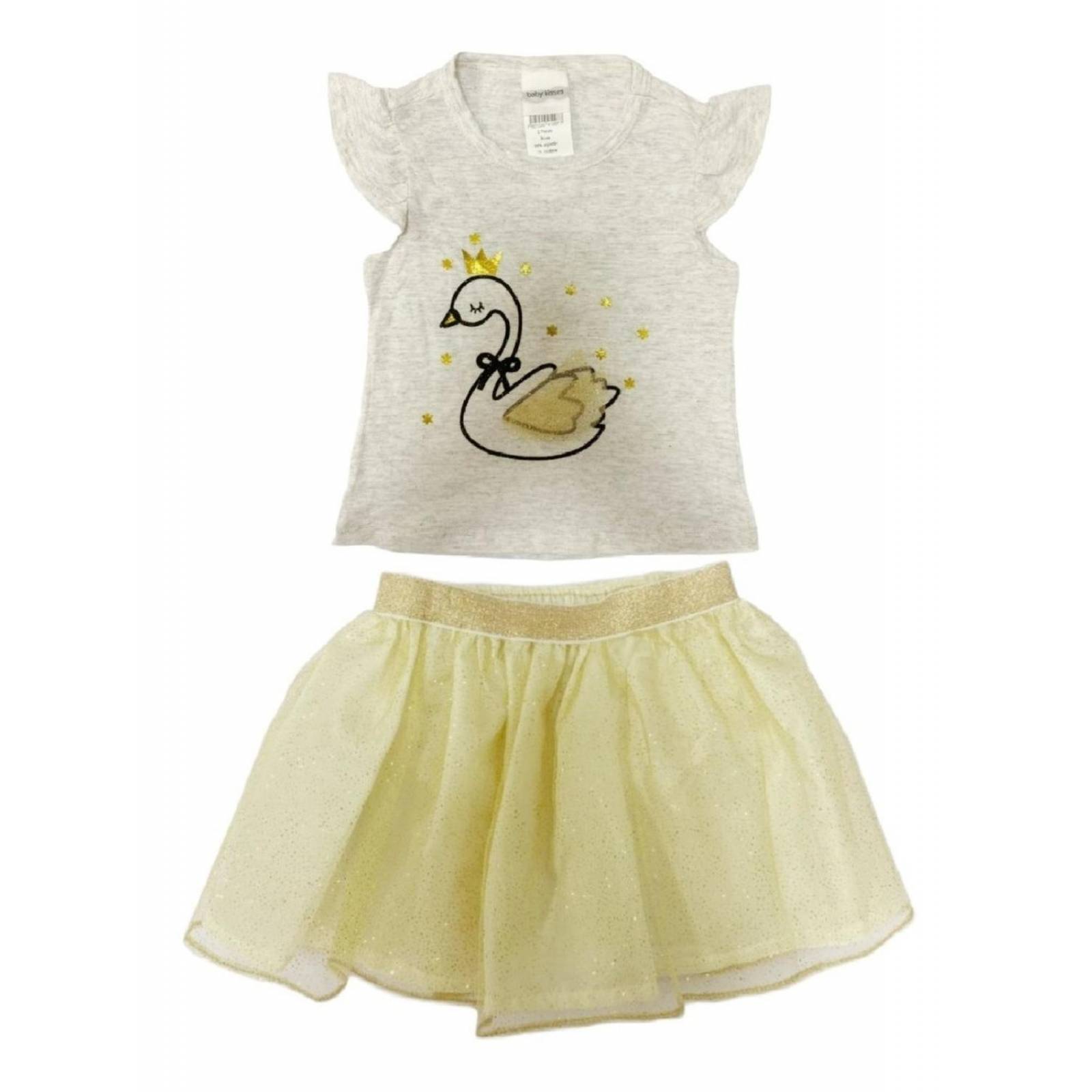 Conjunto Niña Falda Dorada Cisne 