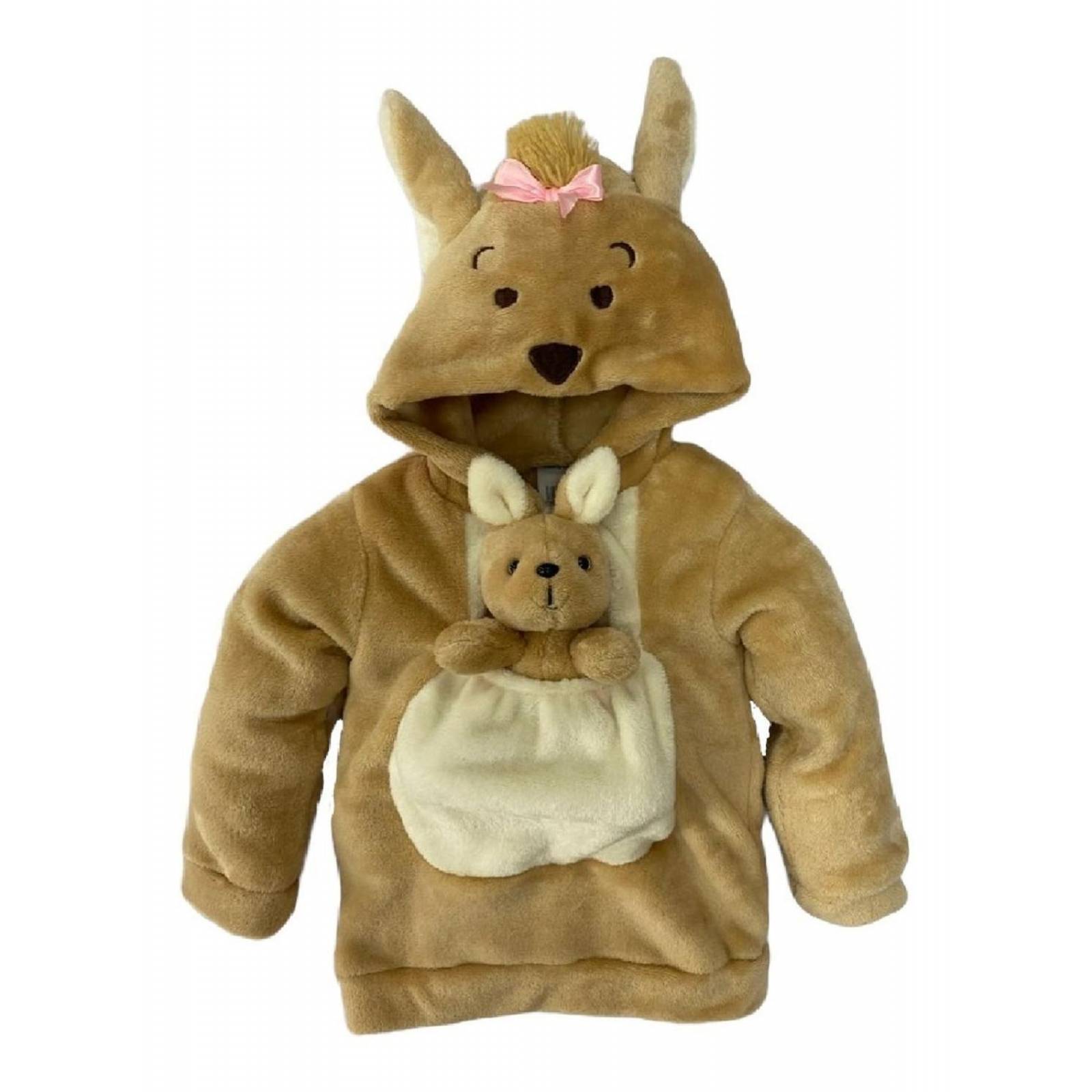 Conjunto Con Gorro Canguro Con Moño Y Peluche 