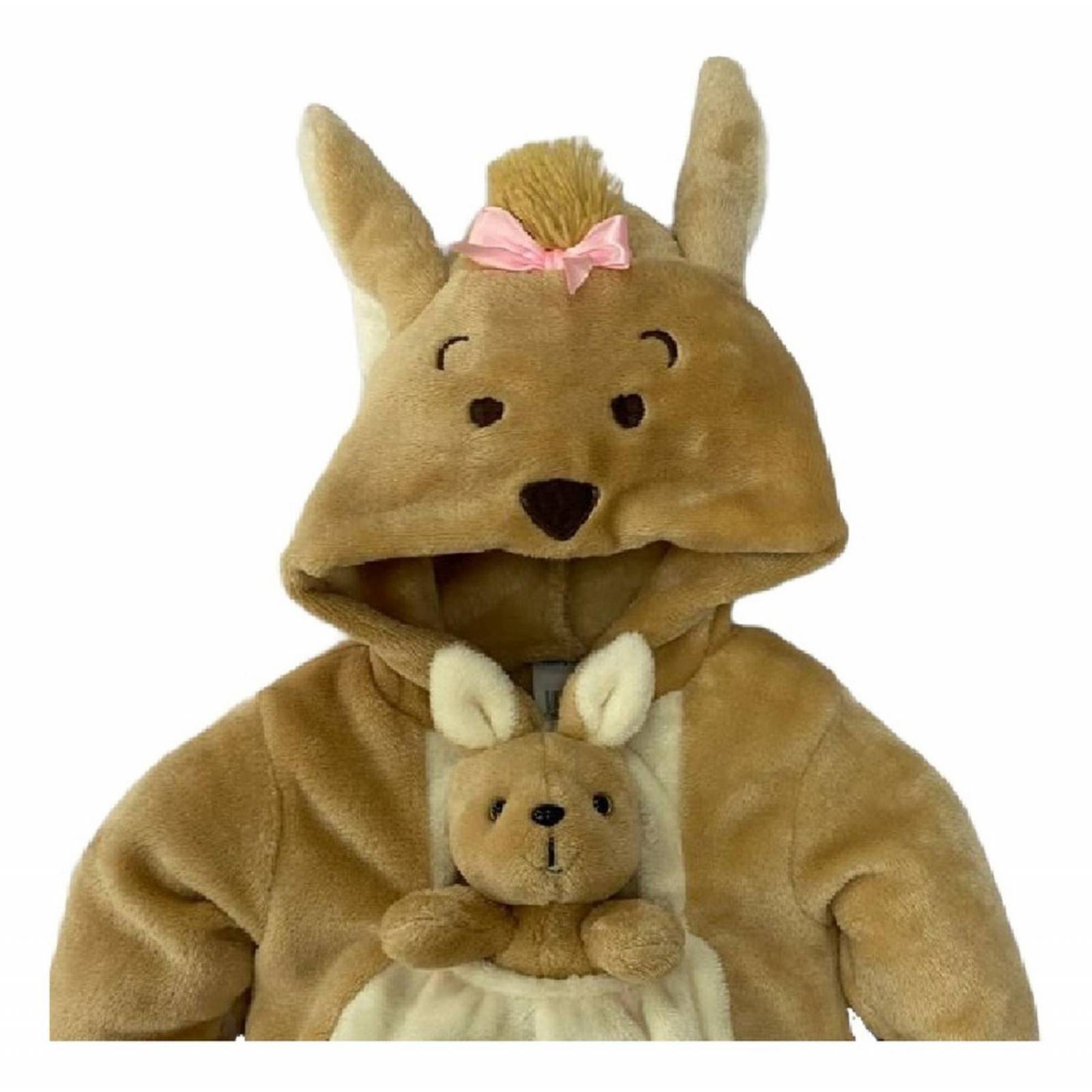 Conjunto Con Gorro Canguro Con Moño Y Peluche 