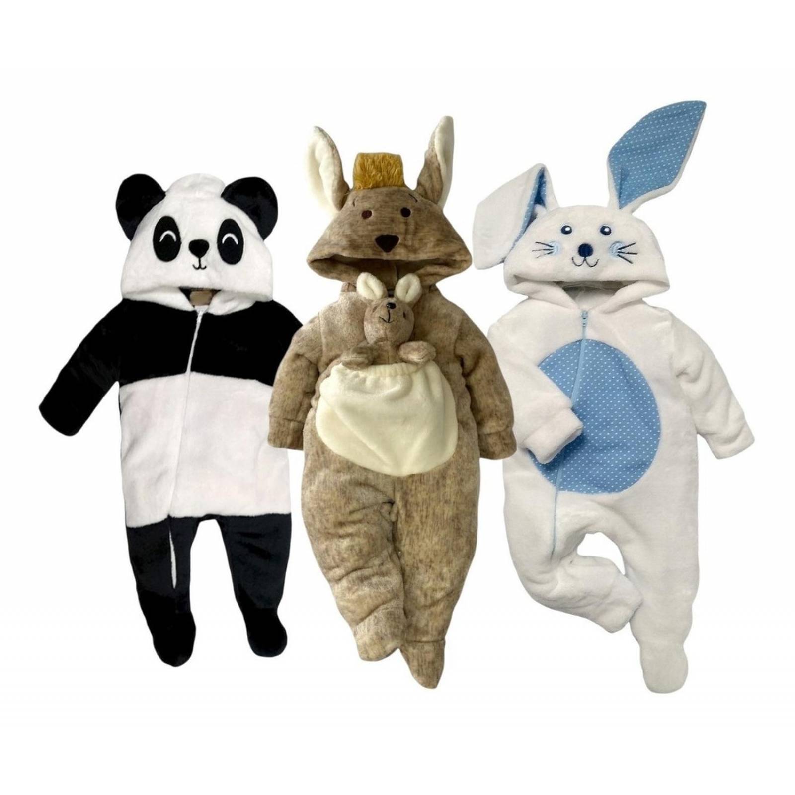 Kit 3 Mamelucos Panda, Canguro, Conejo A Precio De 2 