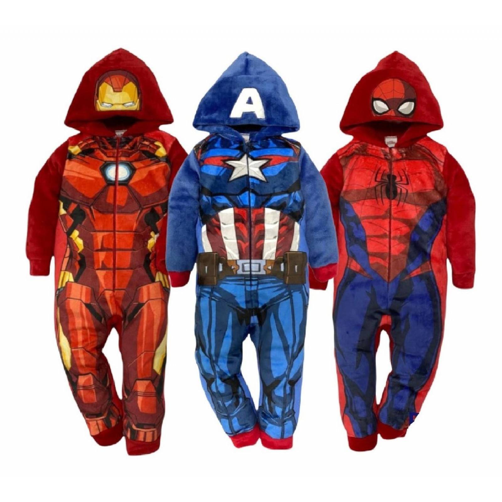 Kit 3 Mamelucos Marvel Spider-man, Capitán América, Iro-man 