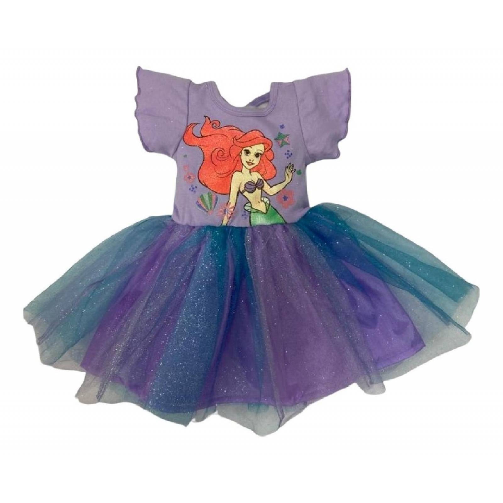 Kit 3 Vestidos Disney Princesas Bella, Sirenita, Ariel 