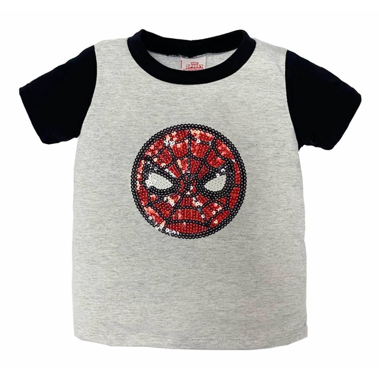 Conjunto Shorts Marvel Bordado Lentejuela Spiderman