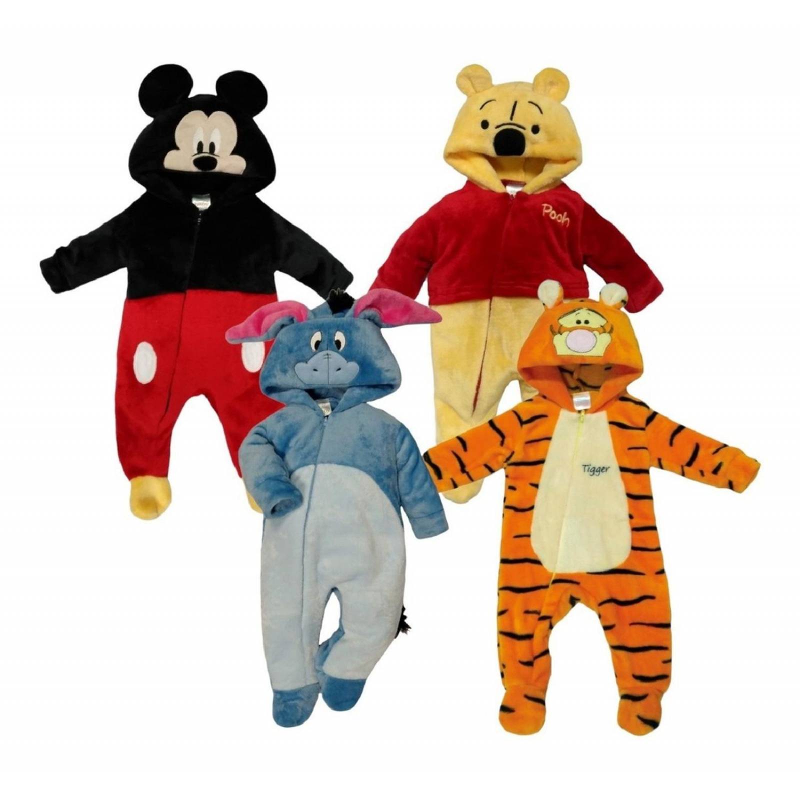 Kit 4 Mamelucos Disney Mickey, Eeyore, Winnie Pooh, Tigger 