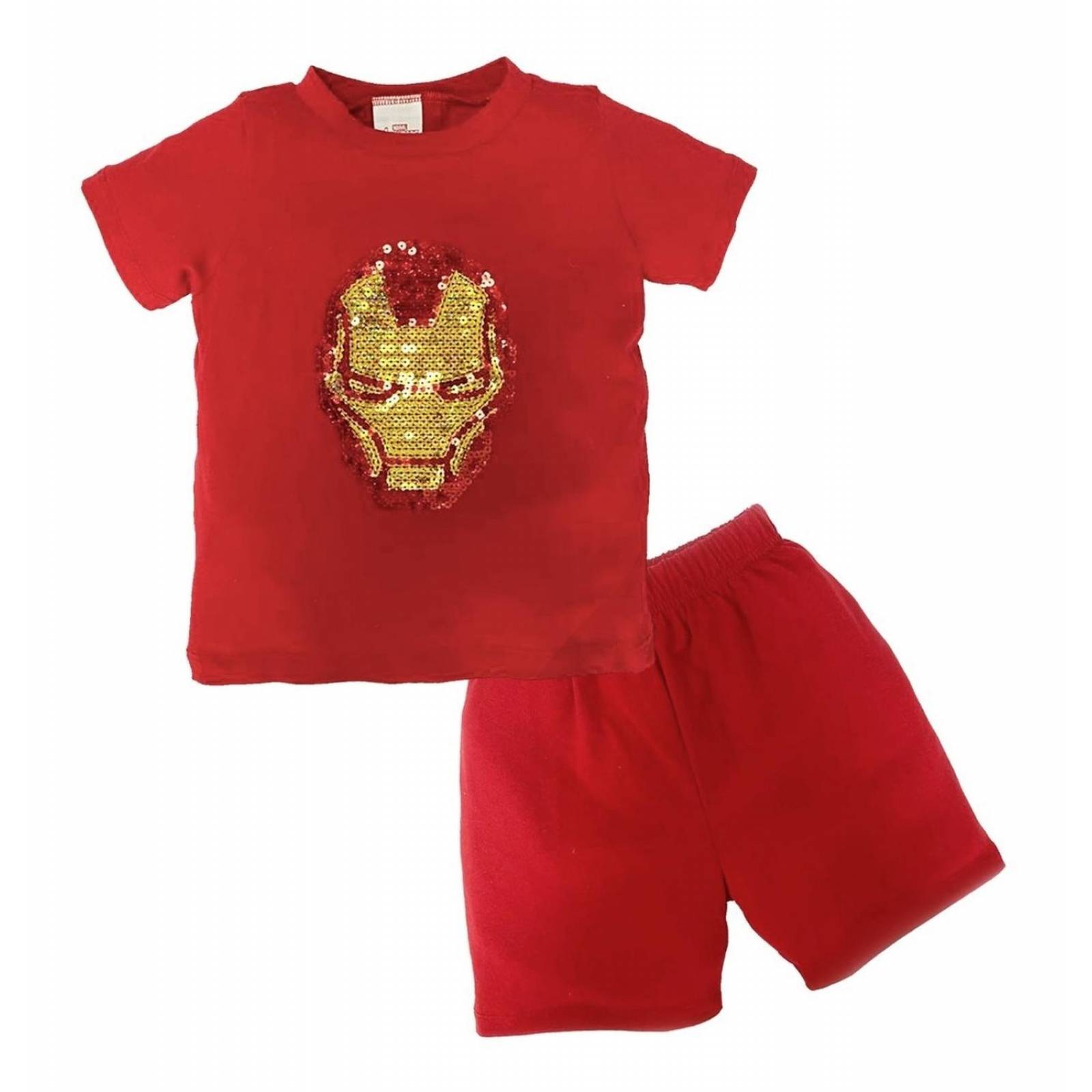 Conjunto Shorts Marvel Bordado Lentejuela Ironman 