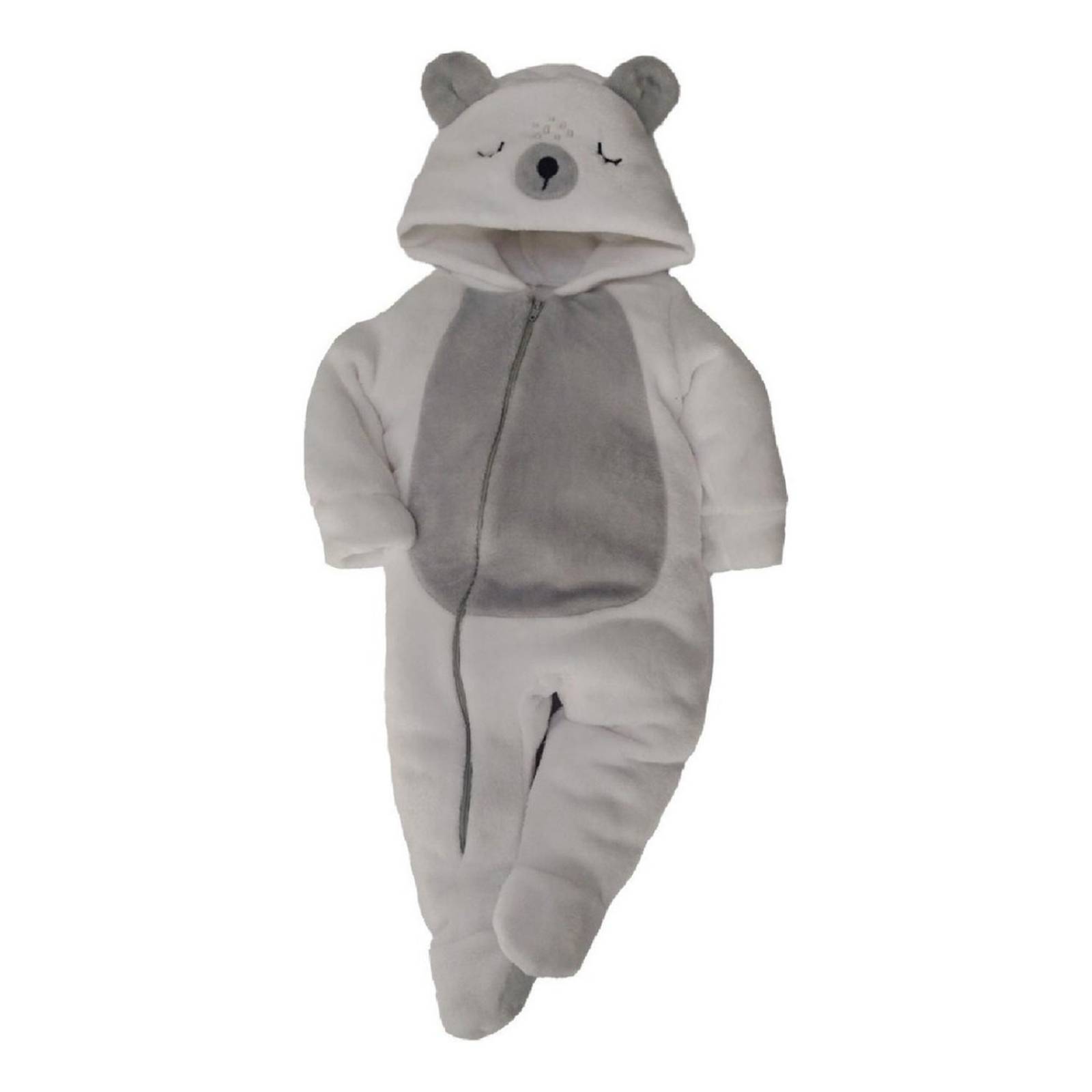 Mameluco Baby Kiss Con Gorro Bordado Oso Dormilon 