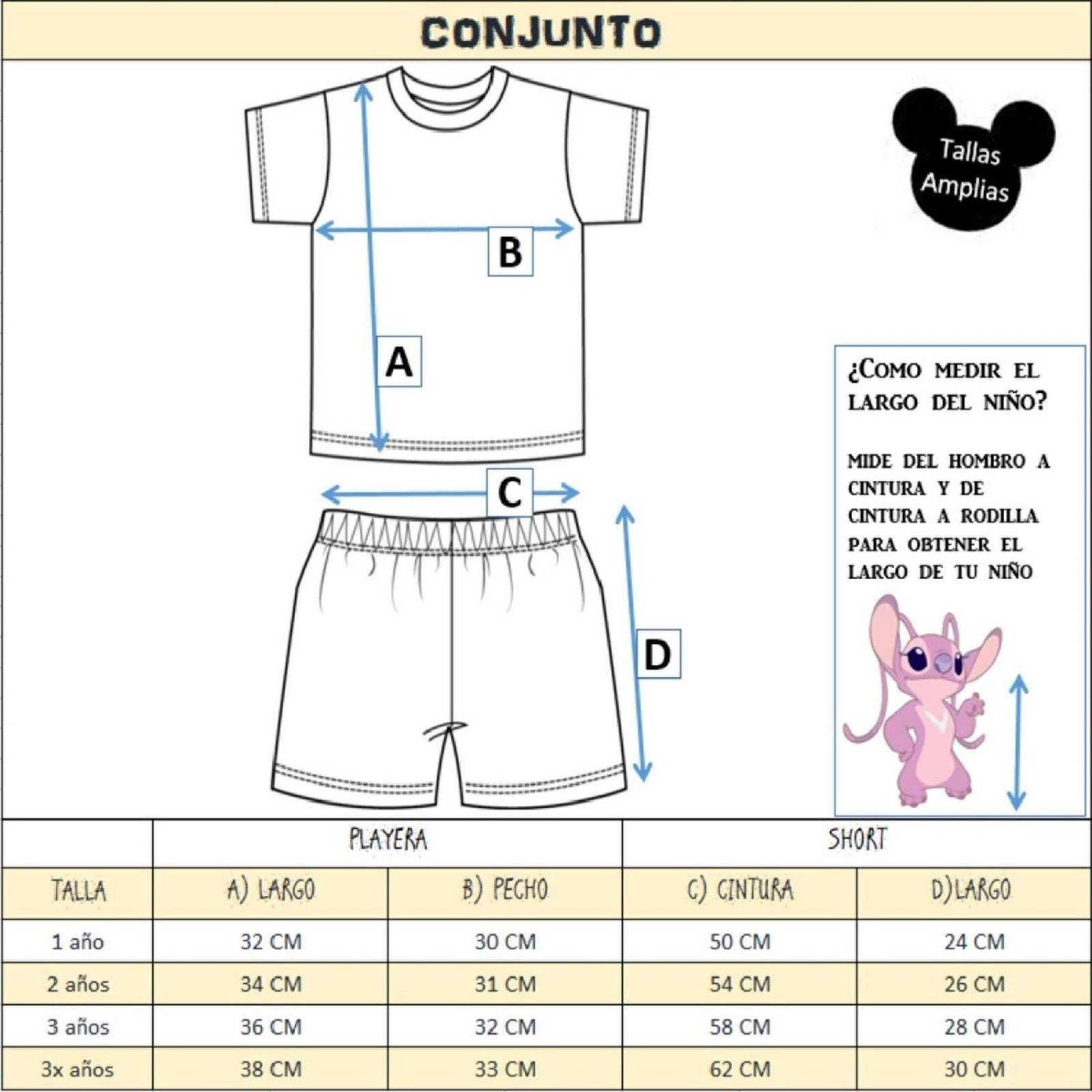 Conjunto Algodón Short Y Playera Stitch Disney 
