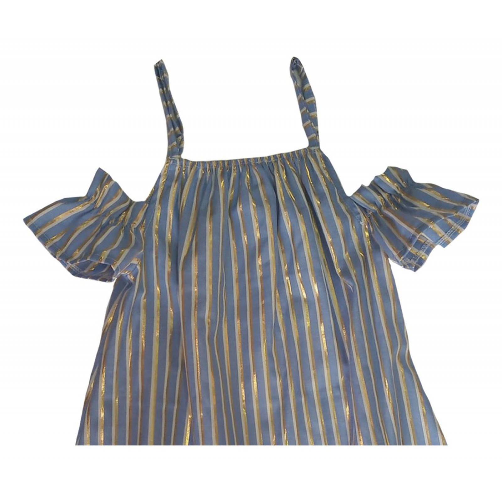 Vestido Blanco Con Dorado Bebes 