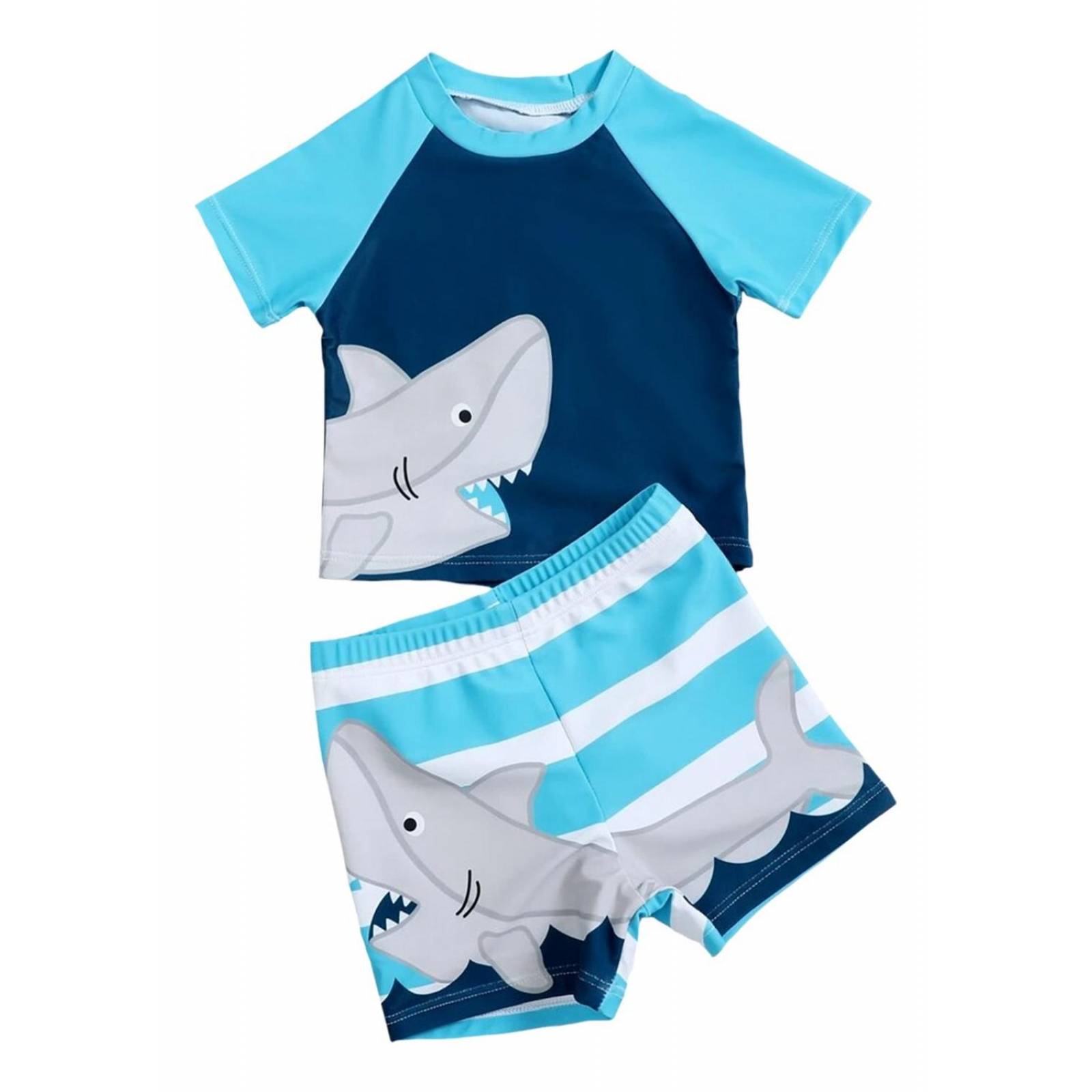 Traje De Baño De 2 Piezas Tiburón, Playera Y Short 