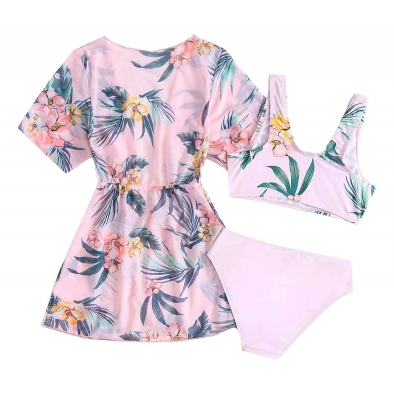 Conjunto De 2 Piezas Para Niña, Traje De Baño Y Kimono 