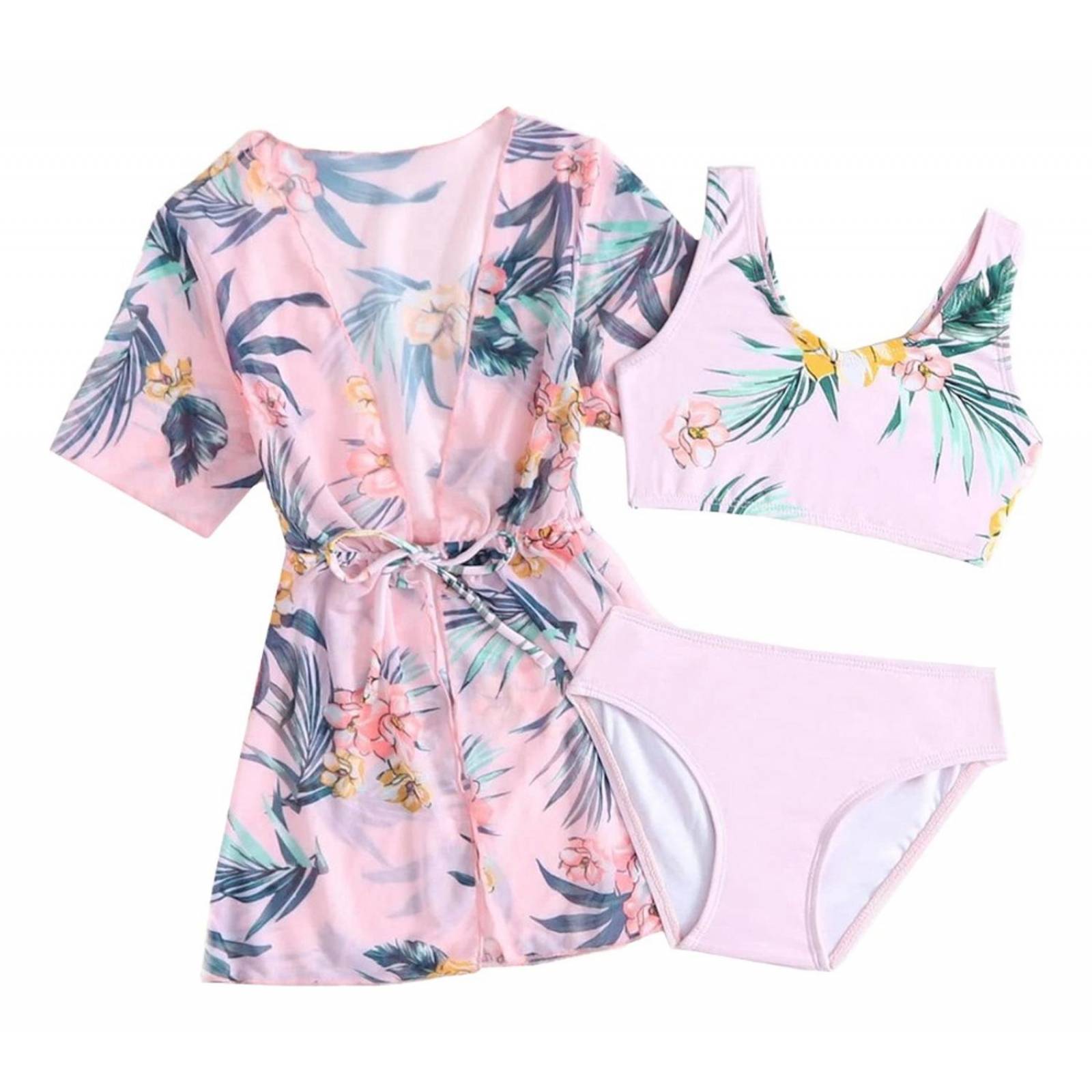 Conjunto De 2 Piezas Para Niña, Traje De Baño Y Kimono 